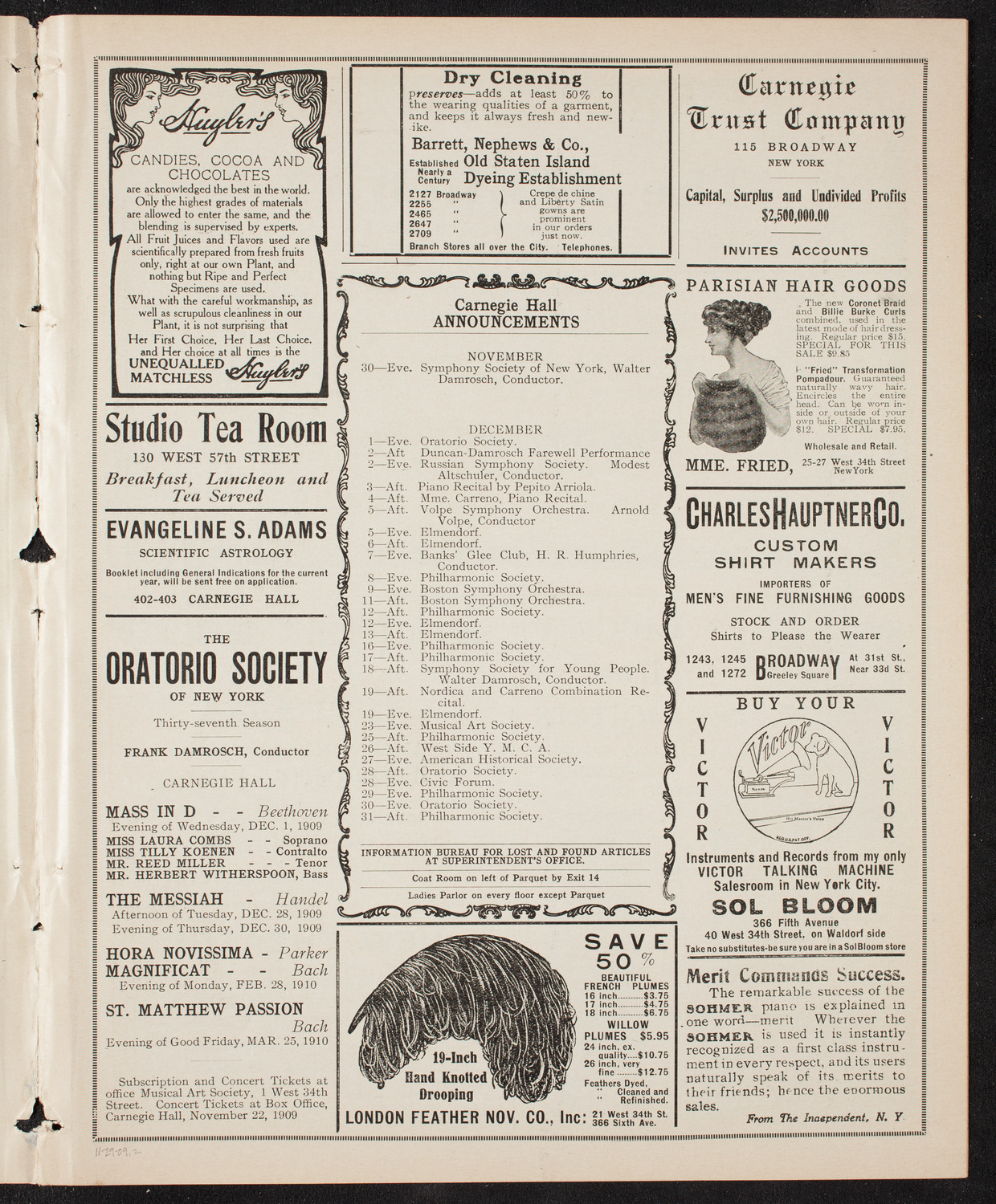 Elmendorf Lecture: At the Gates of the East, November 29, 1909, program page 3