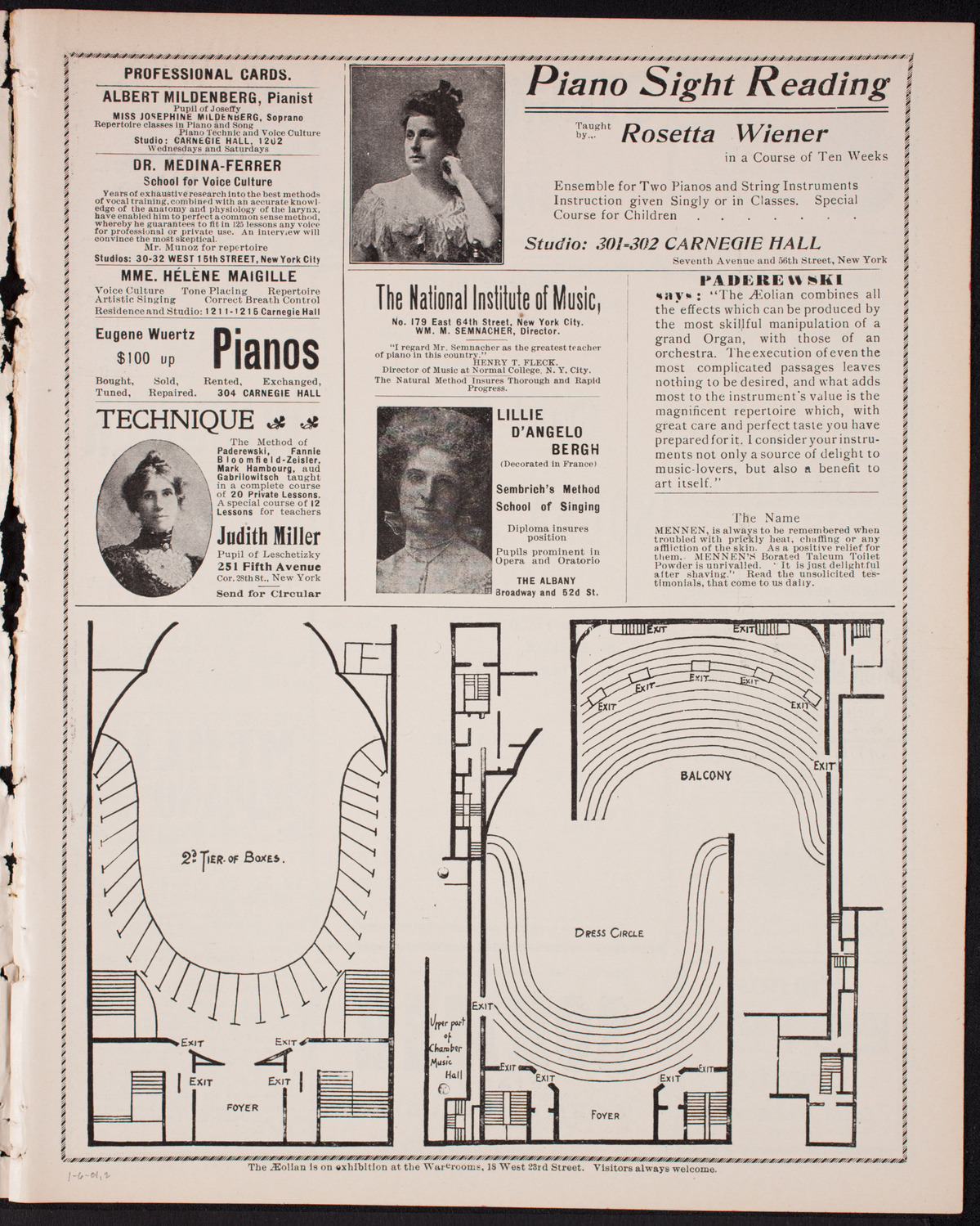 Sousa and His Band, January 6, 1901, program page 3