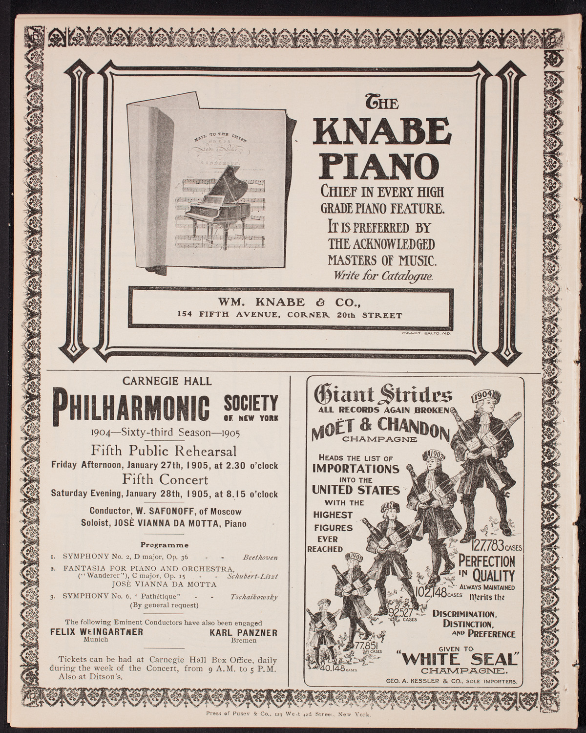 Franz von Vecsey, Violin, January 21, 1905, program page 12