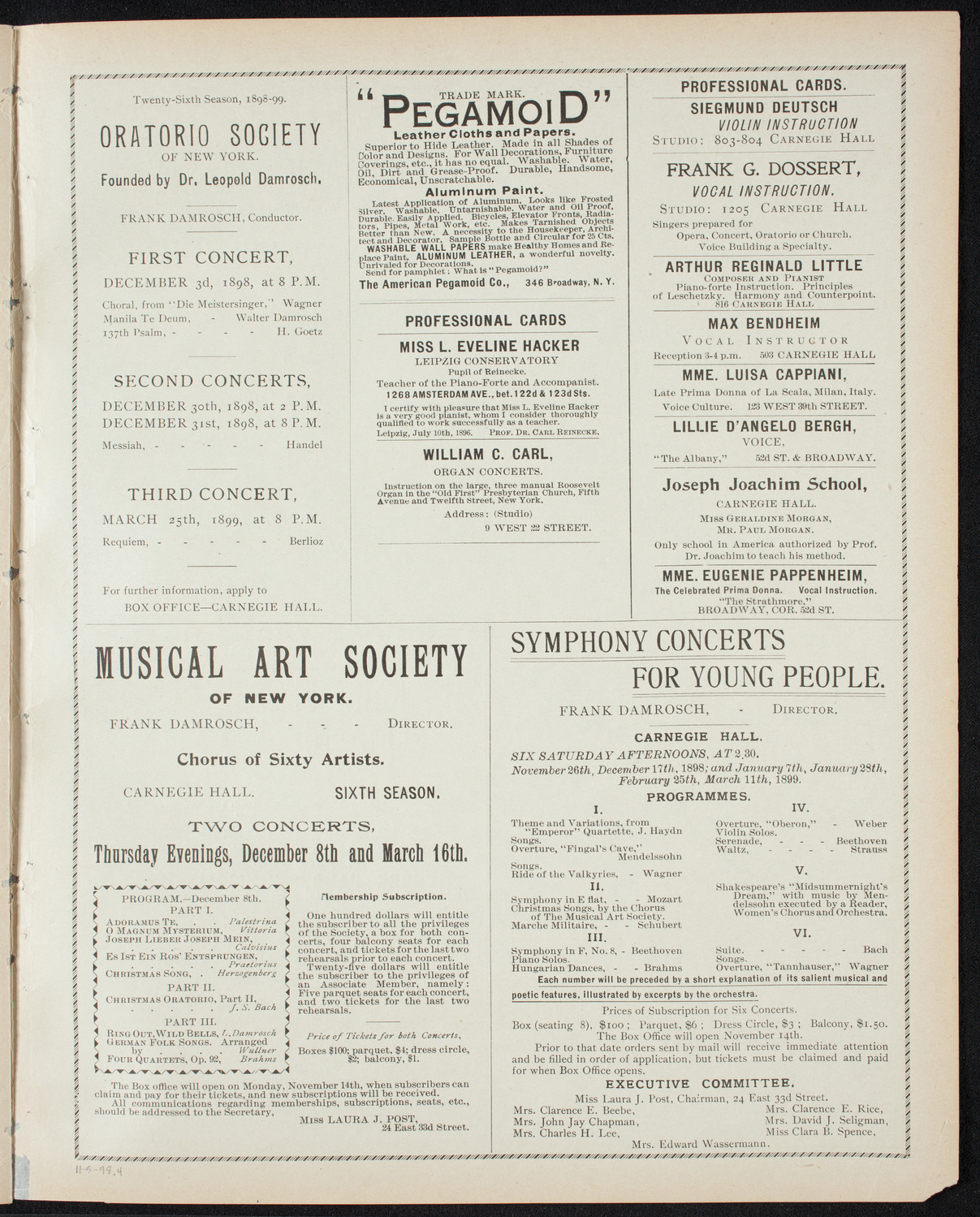 New York Philharmonic, November 5, 1898, program page 7