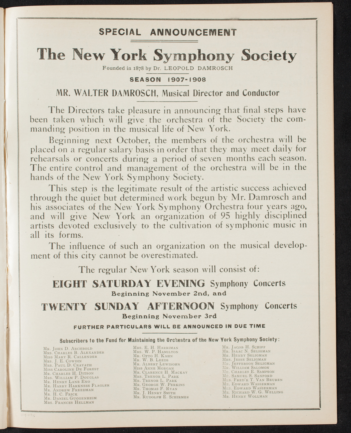 New York Symphony Orchestra, March 9, 1907, program page 11