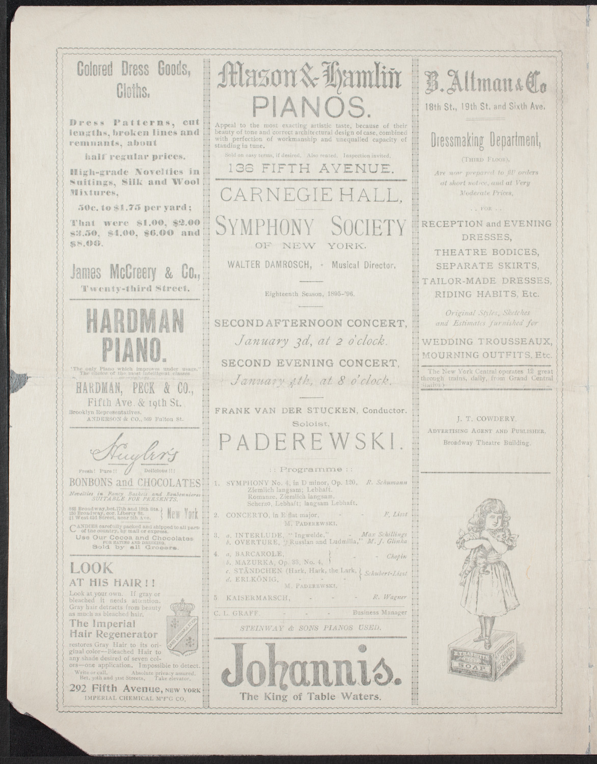 New York Symphony Orchestra, January 3, 1896, program page 2