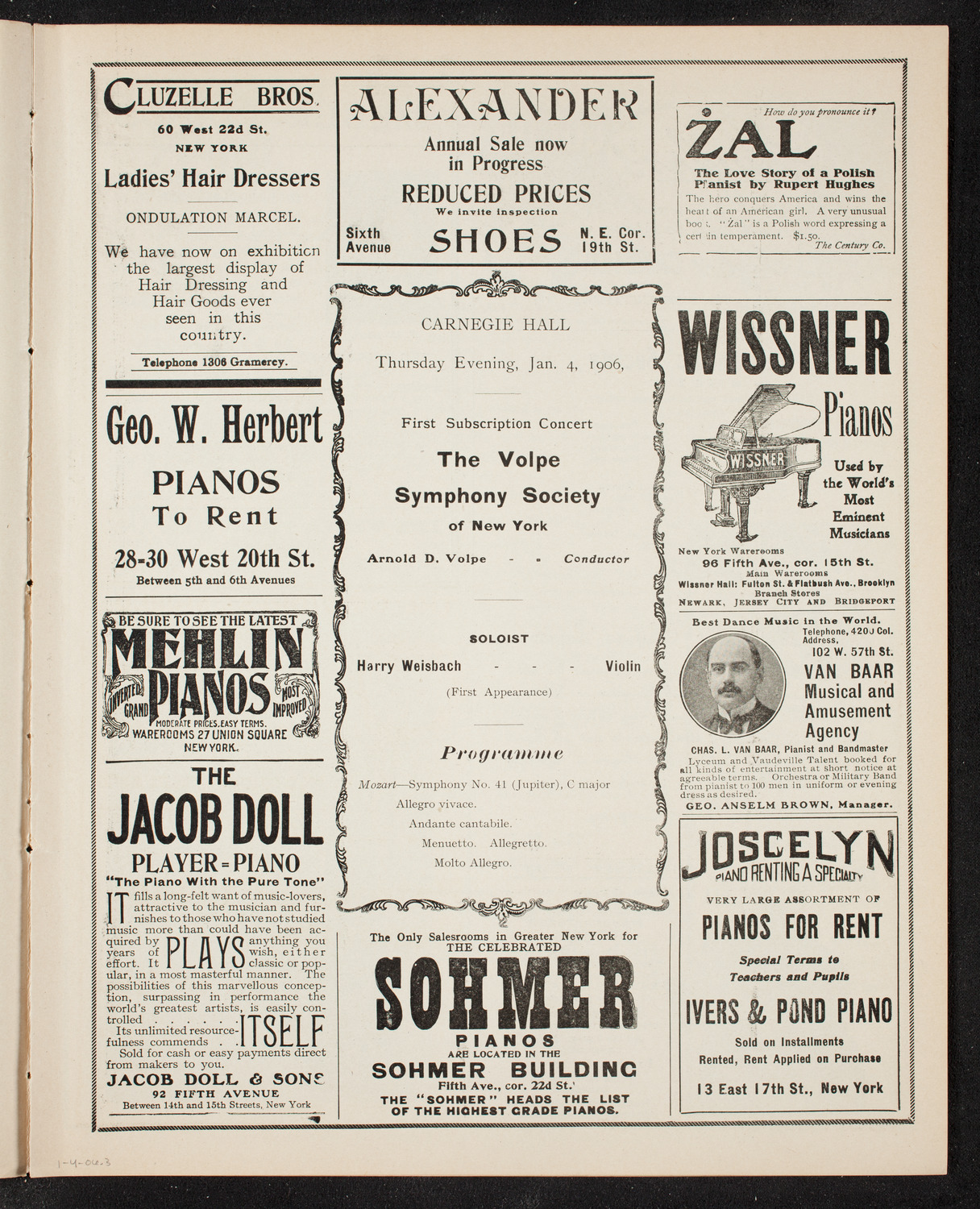 Volpe Symphony Society of New York, January 4, 1906, program page 5