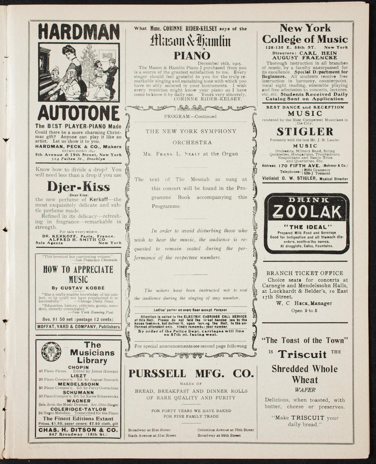 Oratorio Society of New York, December 27, 1906, program page 7