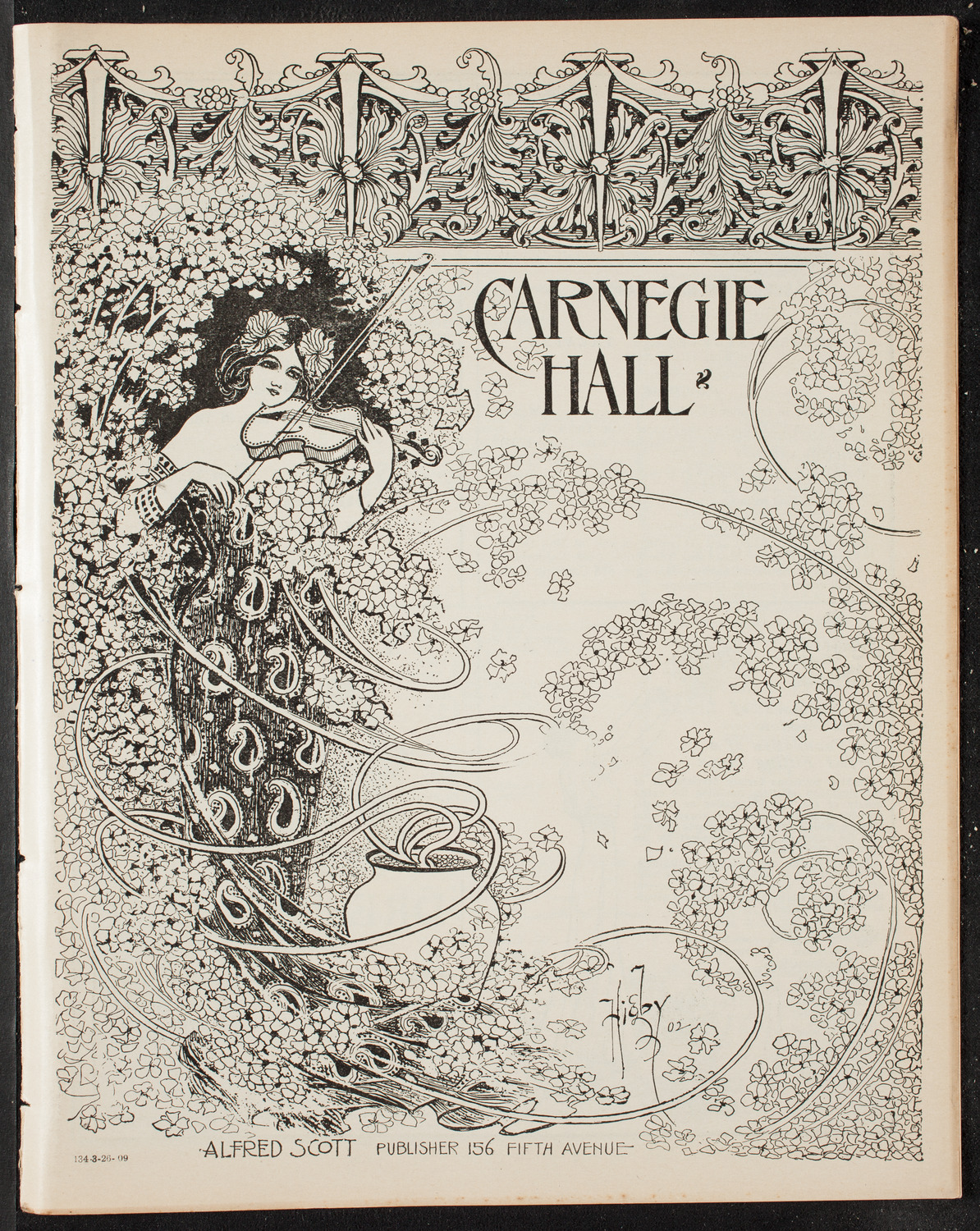 New York Philharmonic, March 26, 1909, program page 1
