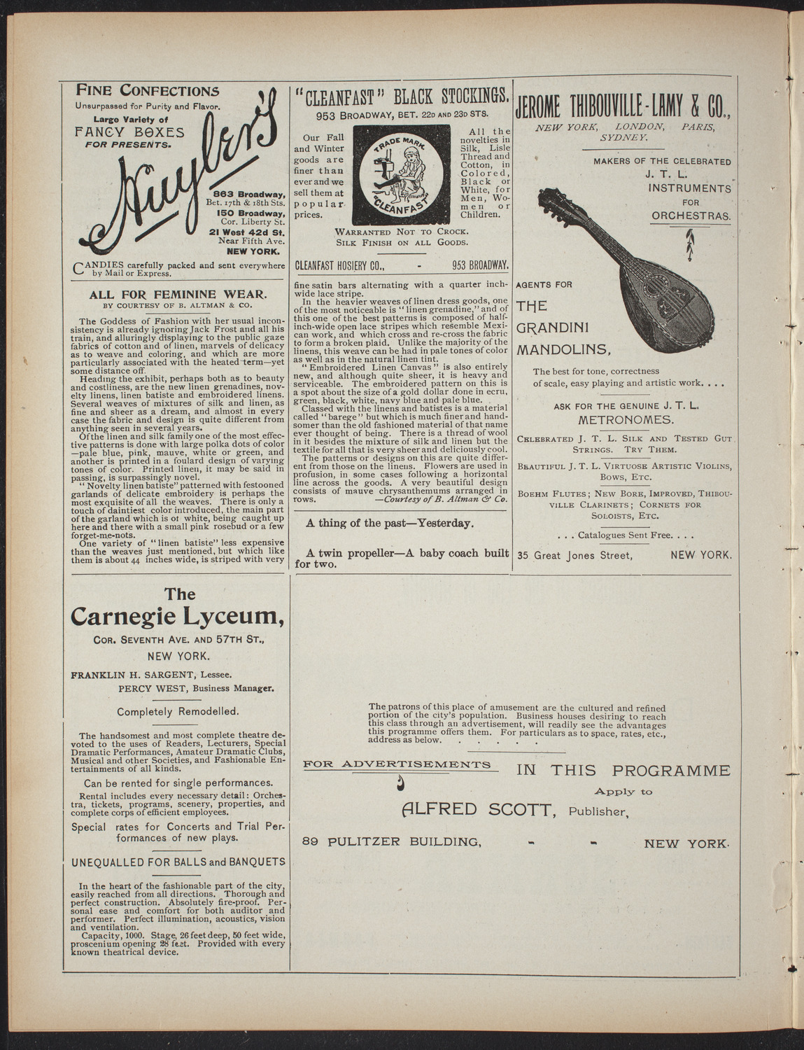 Lecture by David Dwight Wells, March 9, 1897, program page 4