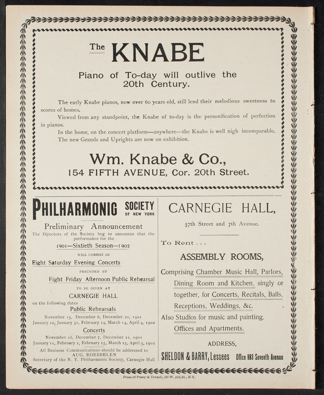 Amicitia Amateur Band, May 29, 1901, program page 8