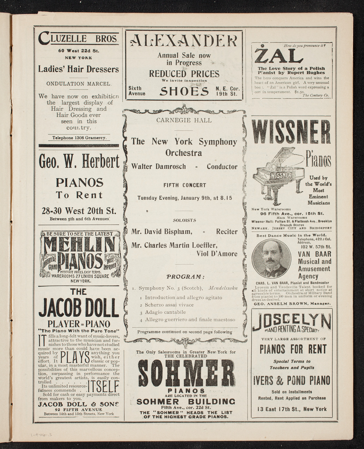 New York Symphony Orchestra, January 9, 1906, program page 5