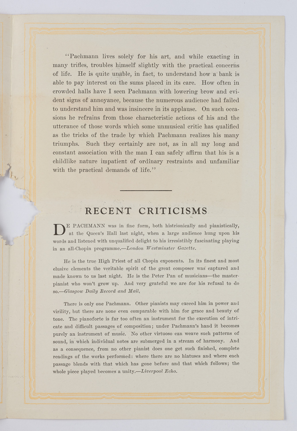 Vladimir de Pachmann, November 16, 1923