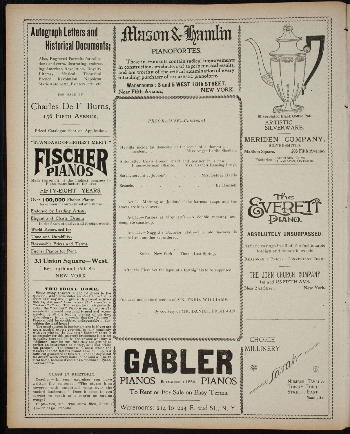 Amateur Comedy Club, December 15, 1898, program page 6