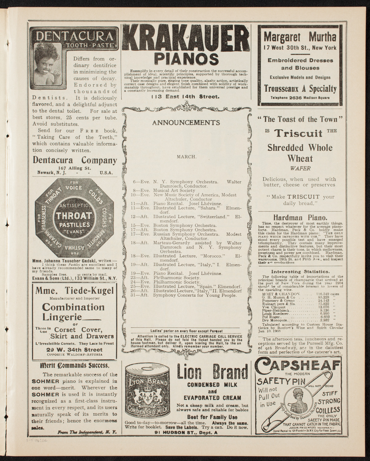 Benefit: Hospitals for Incurable Cancer, March 5, 1906, program page 3