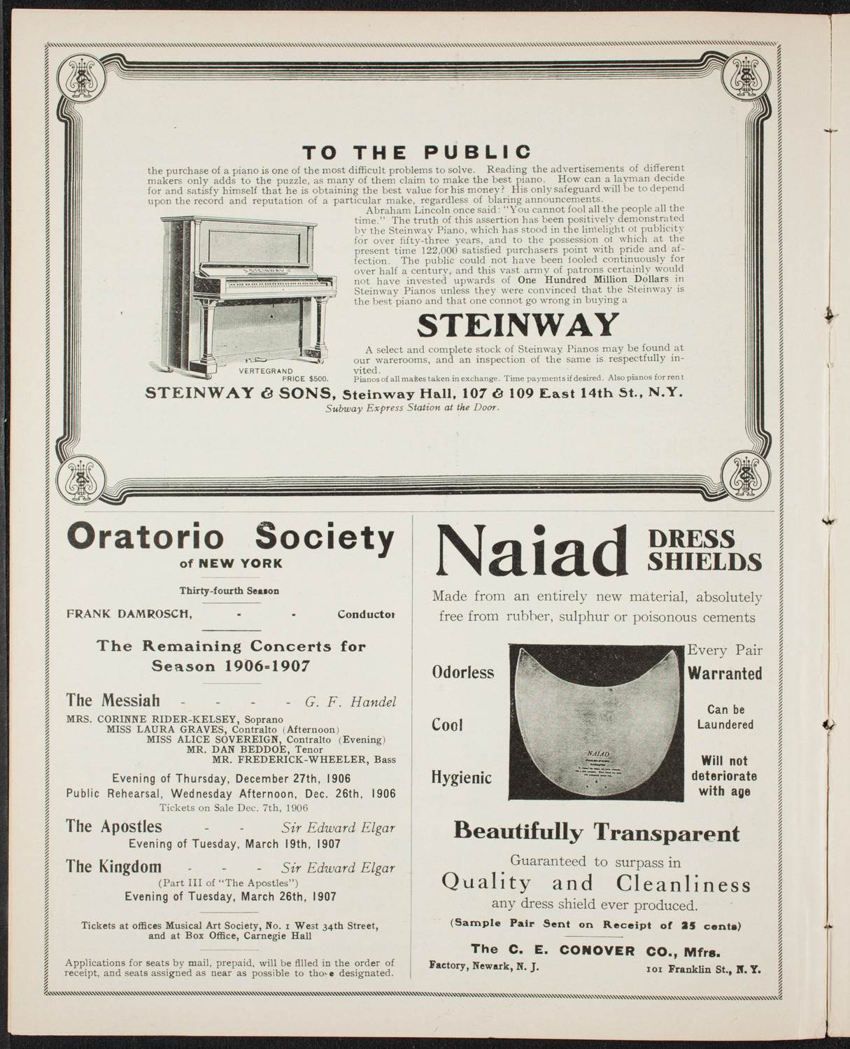 New York Philharmonic, December 21, 1906, program page 4