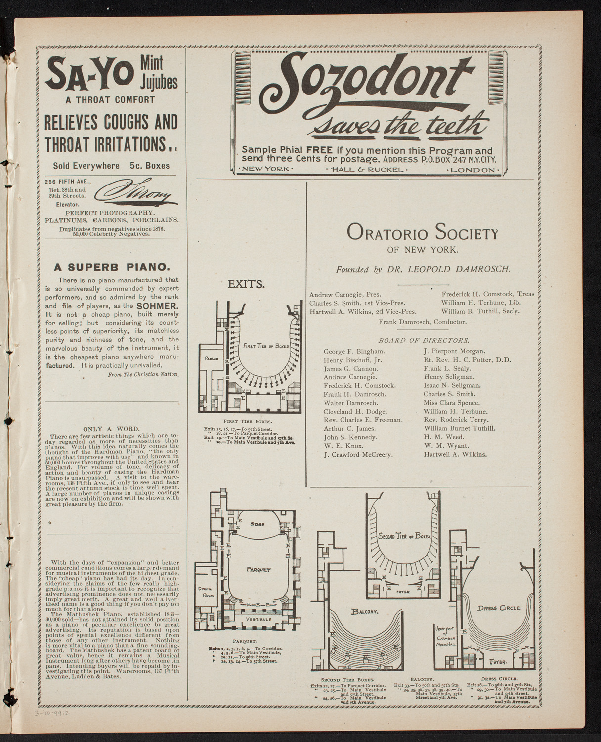 Musical Art Society of New York, March 16, 1899, program page 3