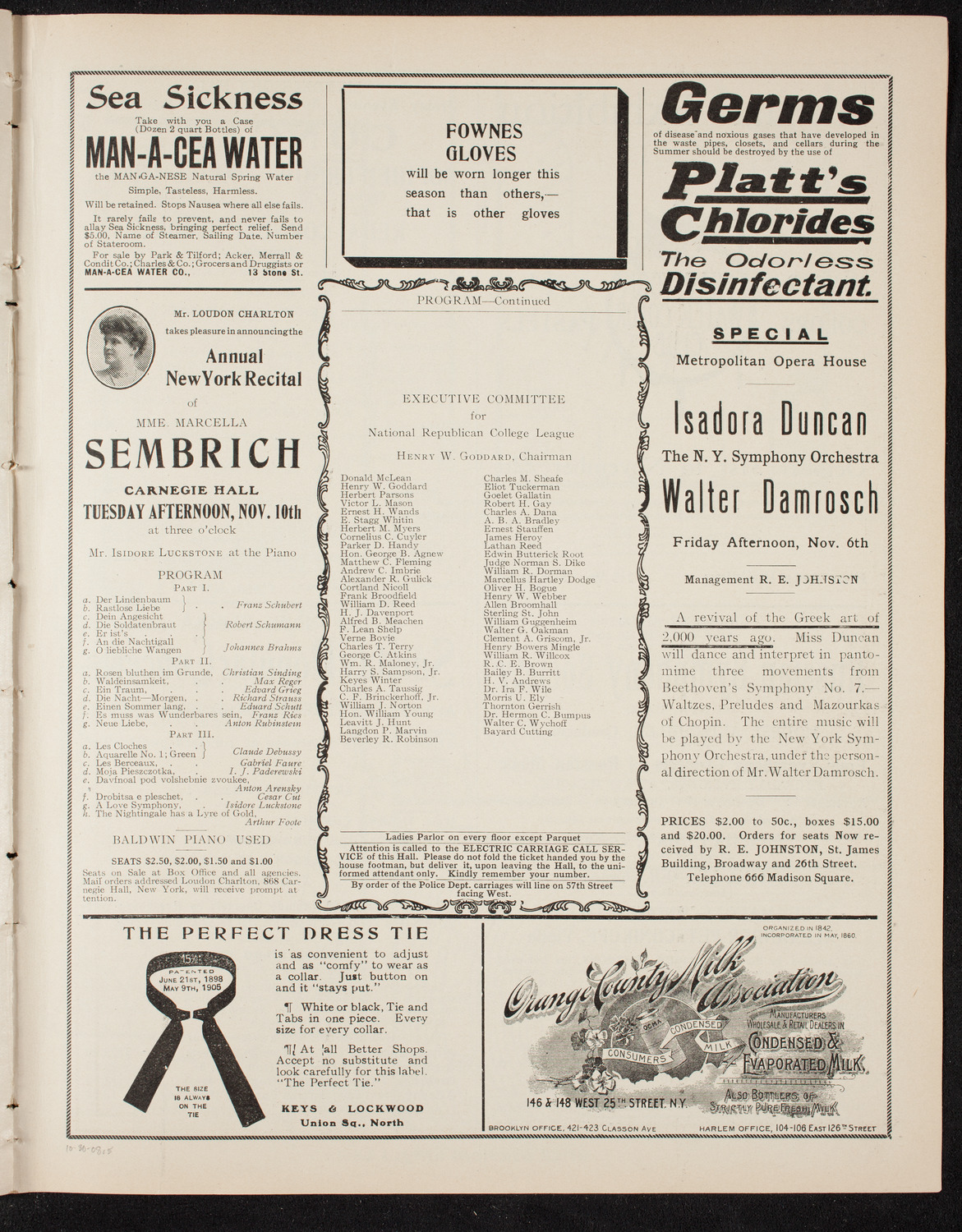 Benefit: National Republican College League, October 30, 1908, program page 9