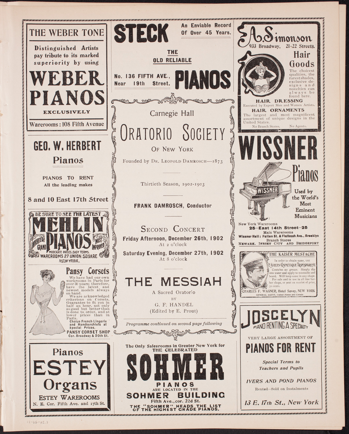 Oratorio Society of New York, December 26, 1902, program page 5