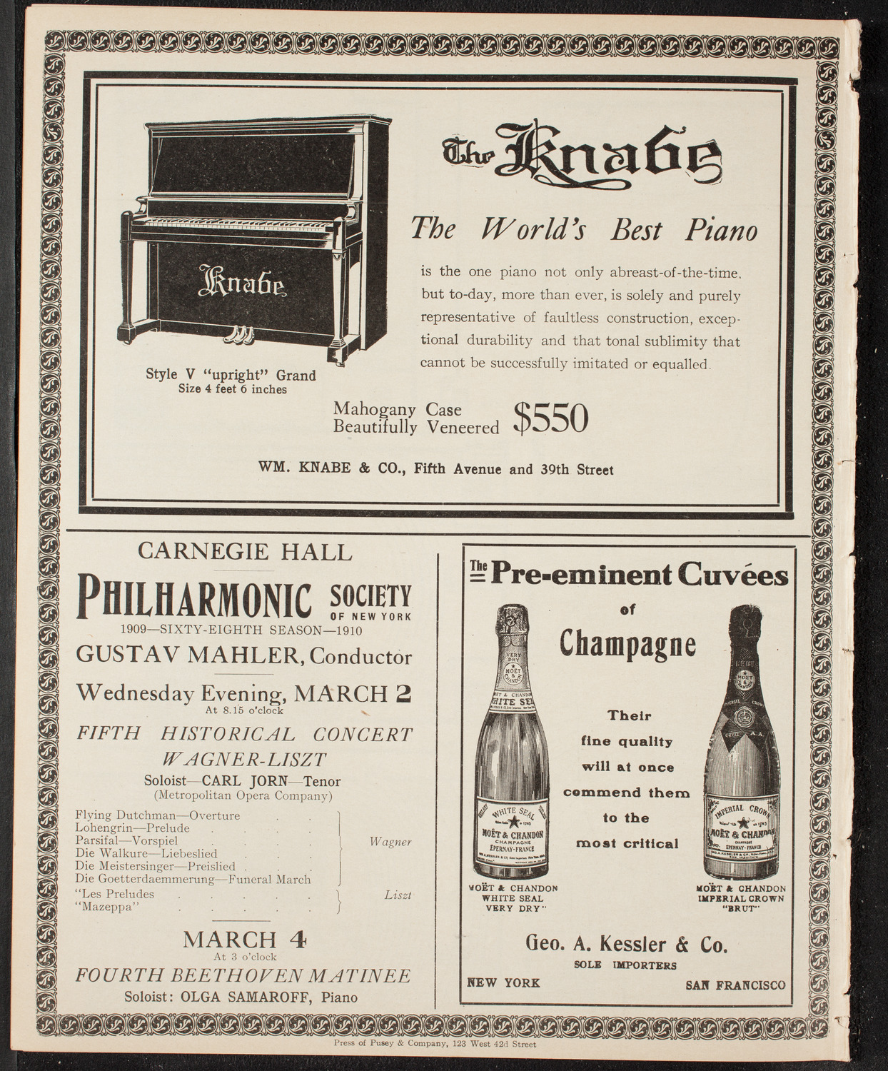 New York Symphony Orchestra, March 1, 1910, program page 12