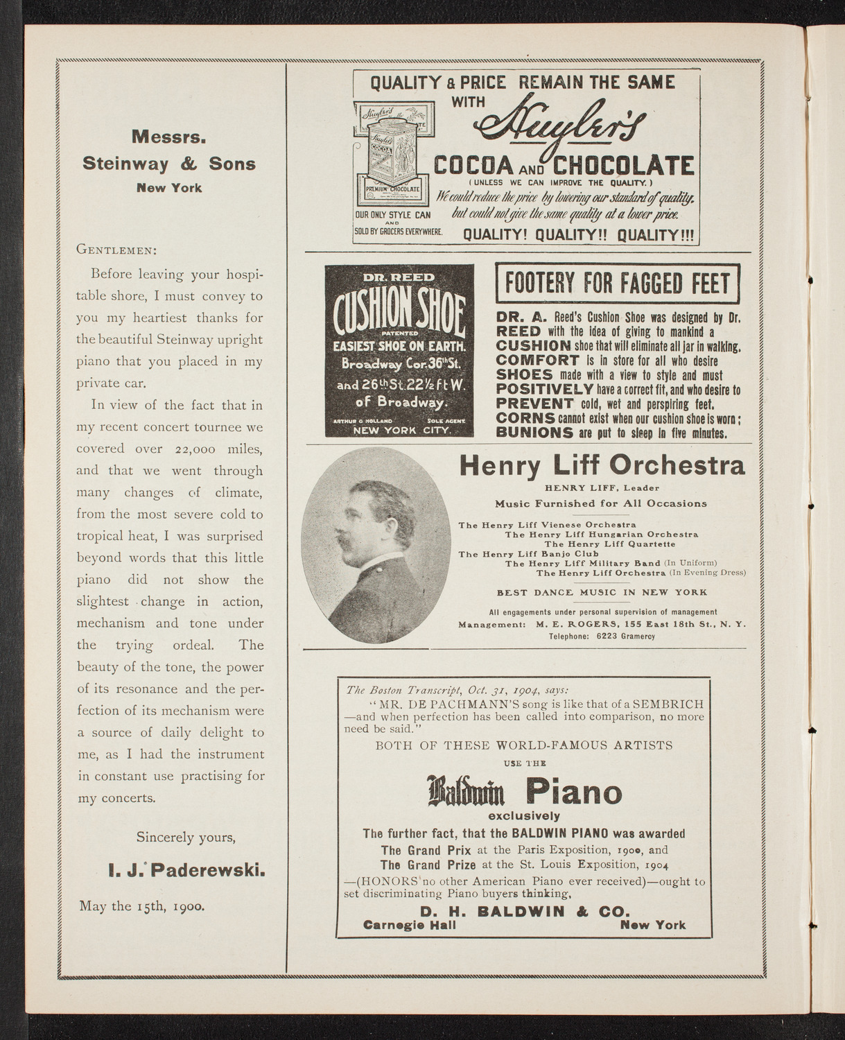 Eugen d'Albert, Piano, April 11, 1905, program page 4