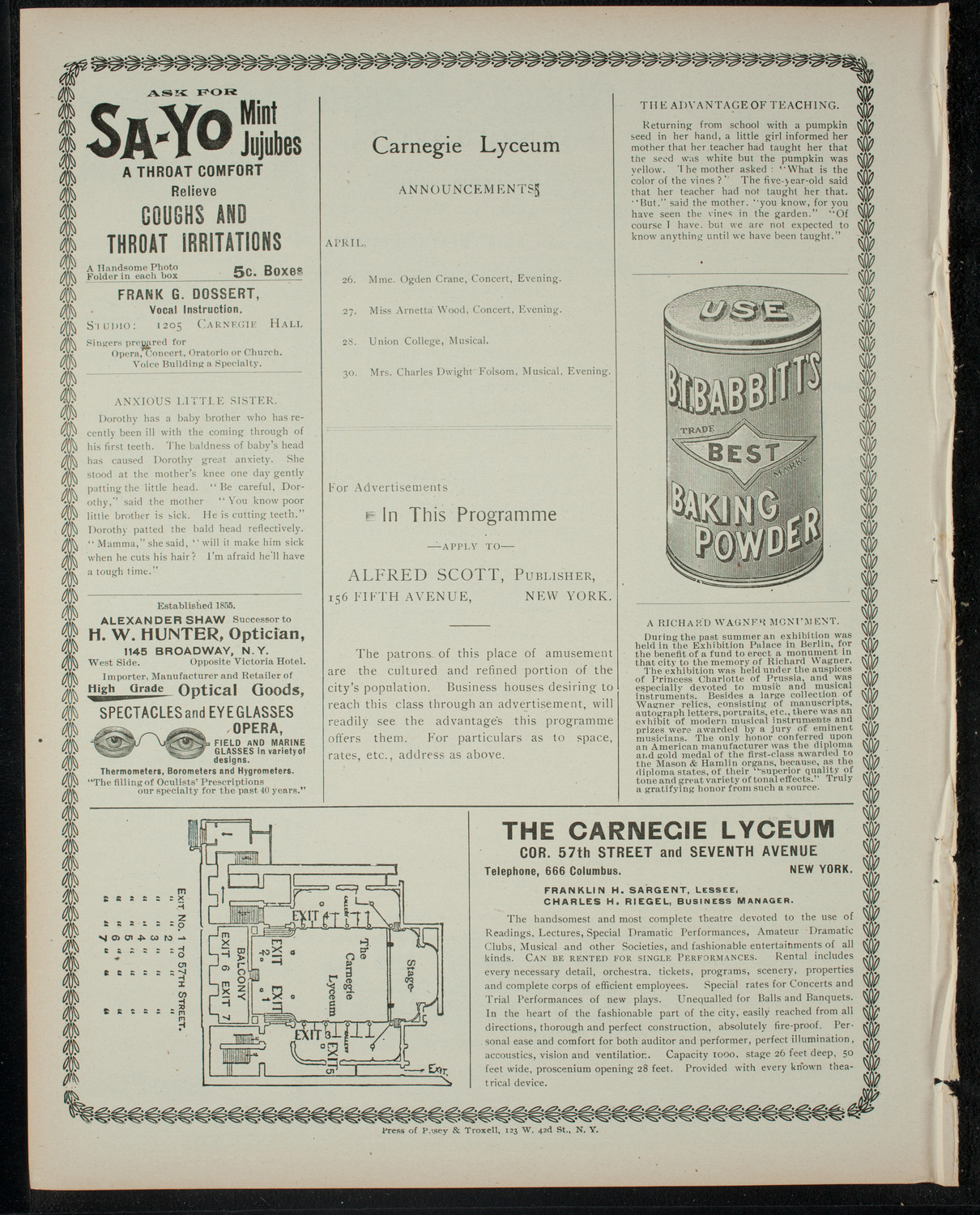 Dramatic Recital presented by Mrs. Harriet Webb, April 25, 1900, program page 4