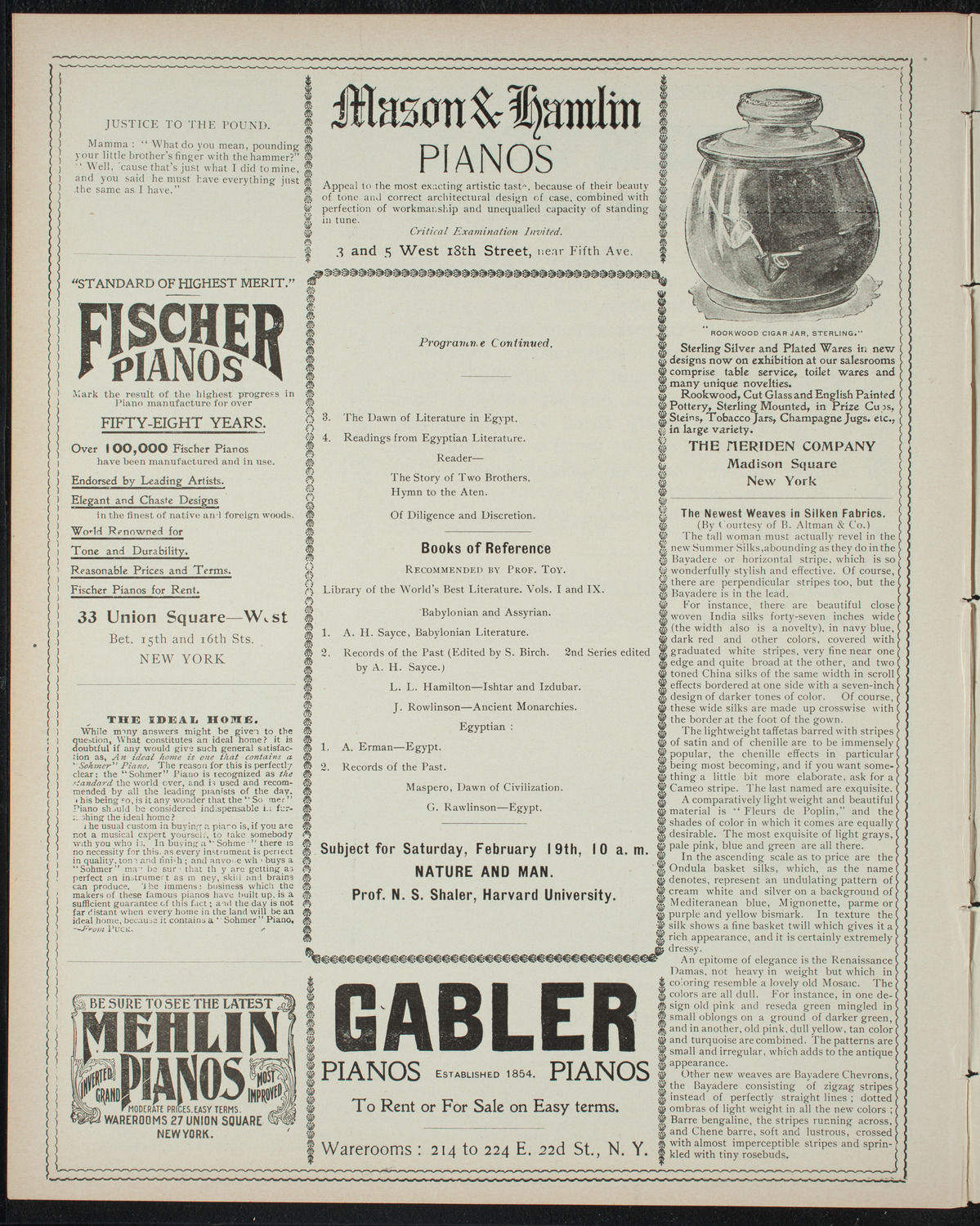 Comparative Literature Society Saturday Morning Conference, February 12, 1898, program page 6