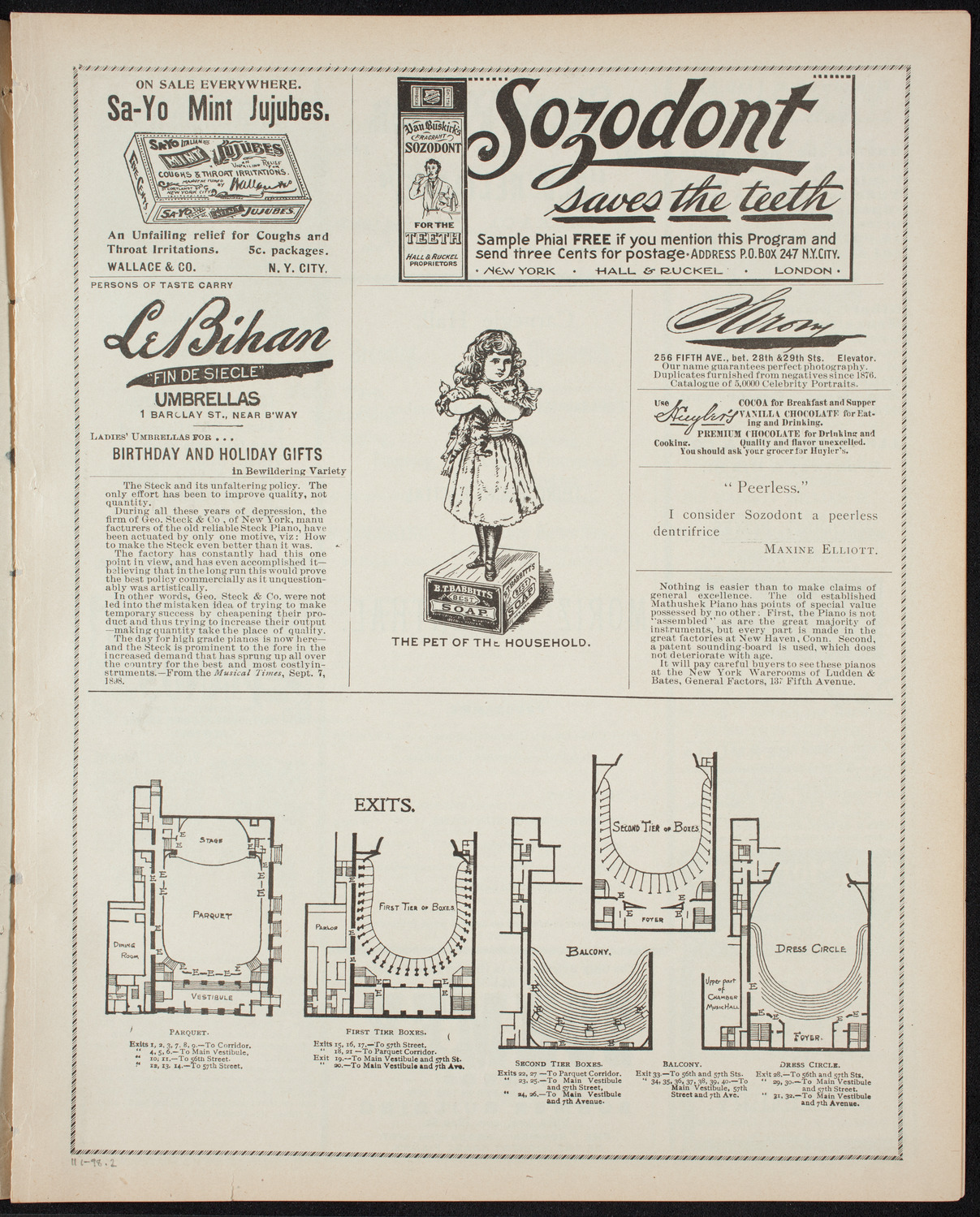 Moriz Rosenthal, Piano, November 1, 1898, program page 3