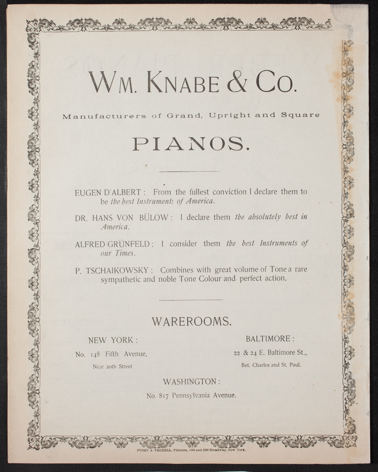 Damrosch Sunday Concert, January 1, 1893, program page 8