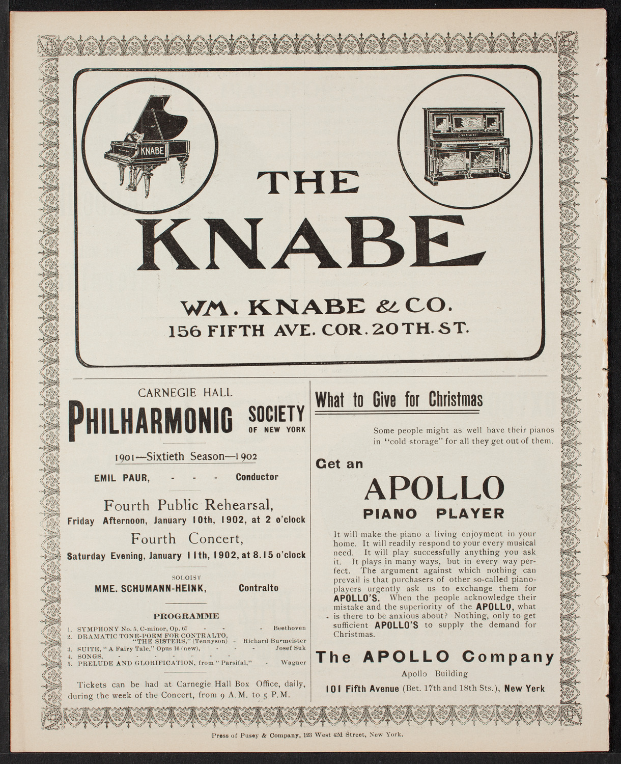 Oratorio Society of New York, December 28, 1901, program page 10