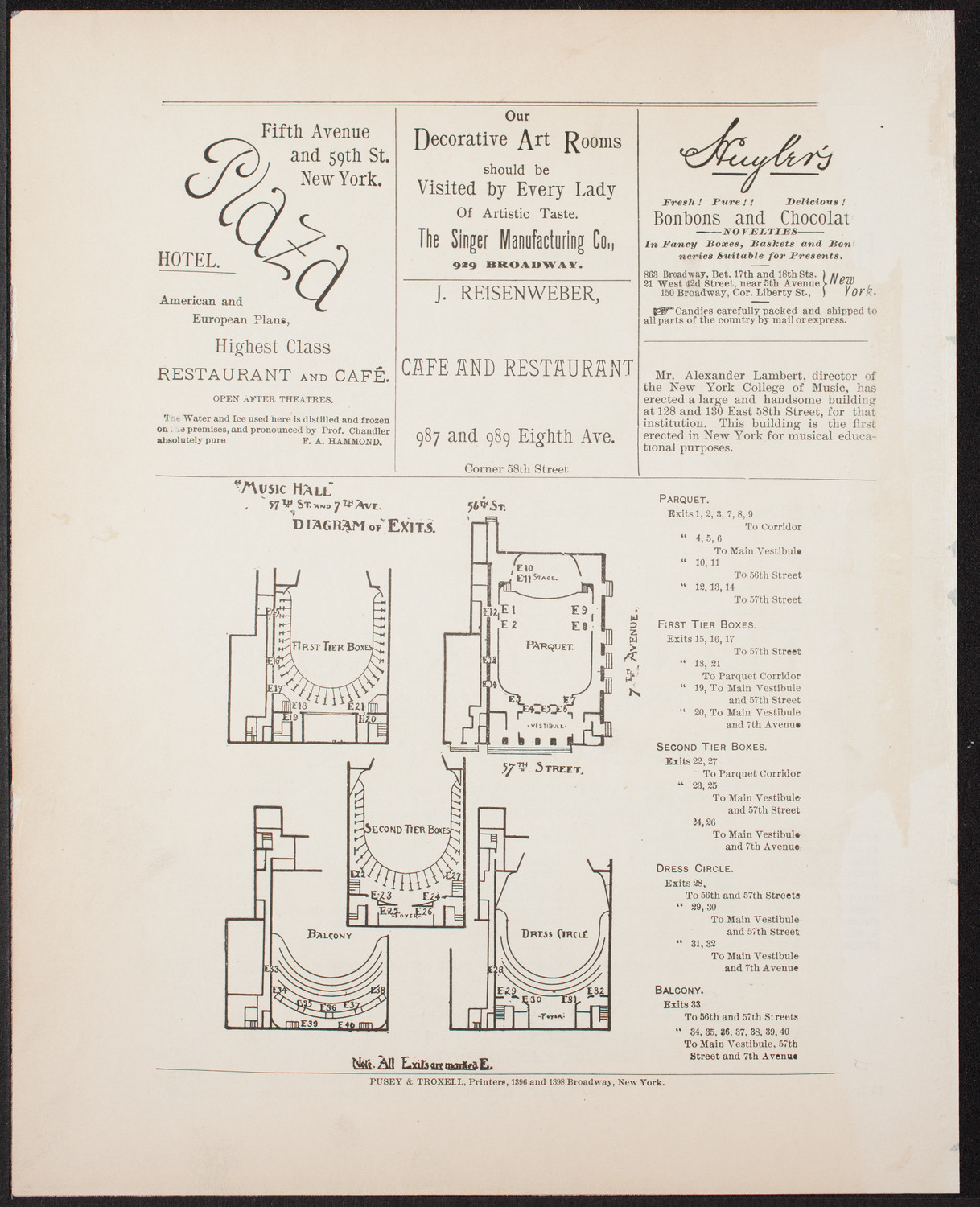 Urania Scientific Theatre, June 15, 1892, program page 4