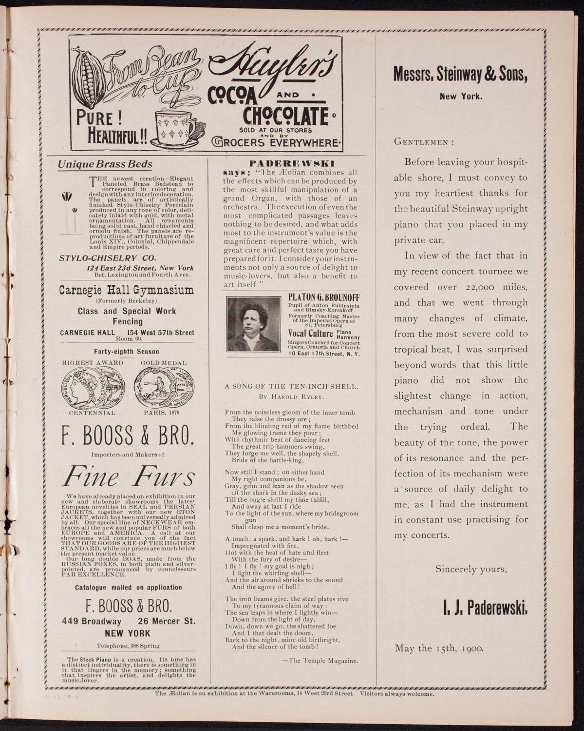 Ossip Gabrilowitsch, Piano, with Orchestra, November 12, 1900, program page 5