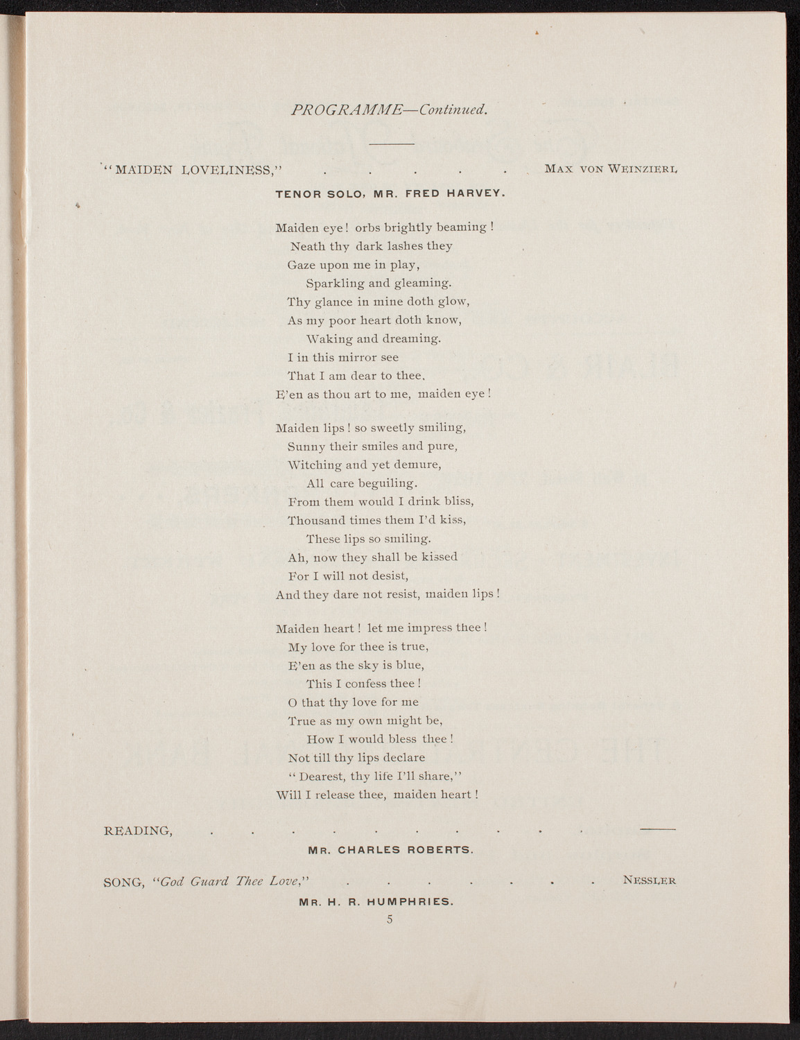 New York Banks' Glee Club, May 21, 1892, program page 6