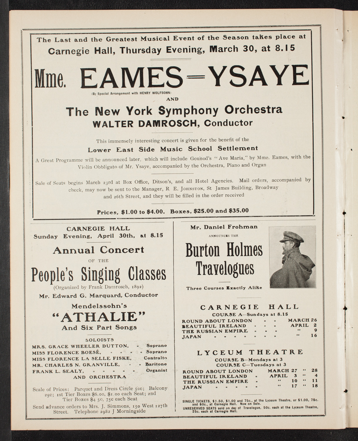 Gunnar Wennerberg Memorial Chorus, March 26, 1905, program page 10