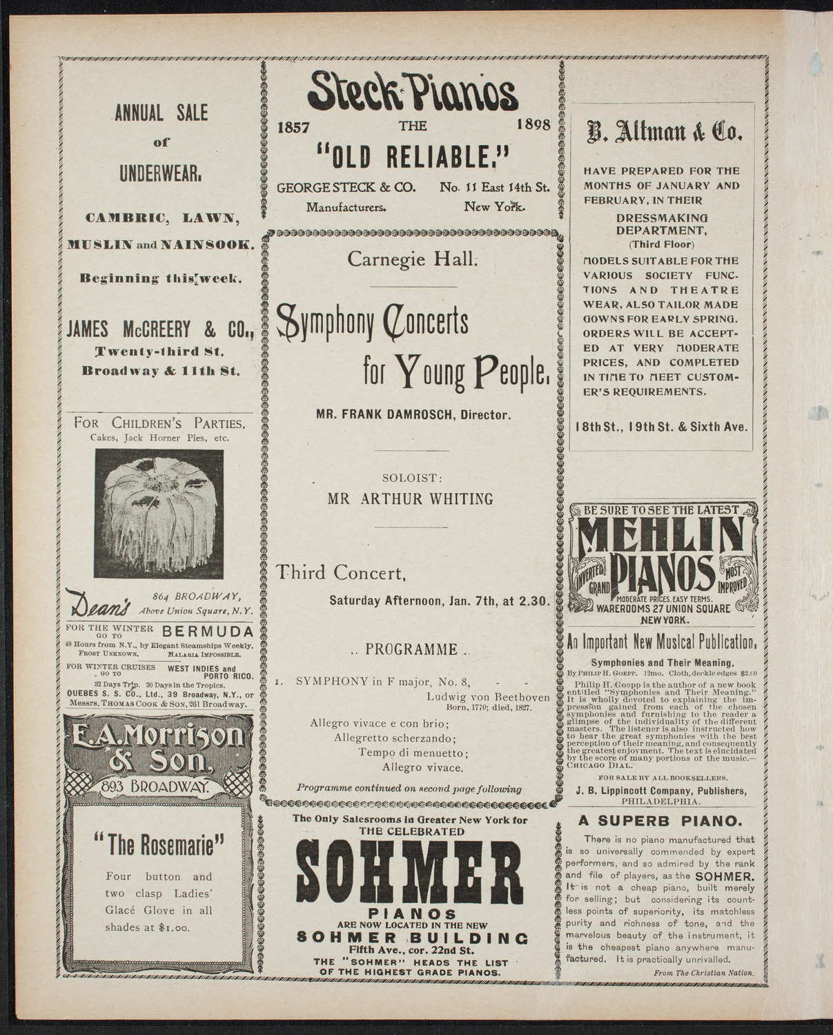 Symphony Concert for Young People, January 7, 1899, program page 4