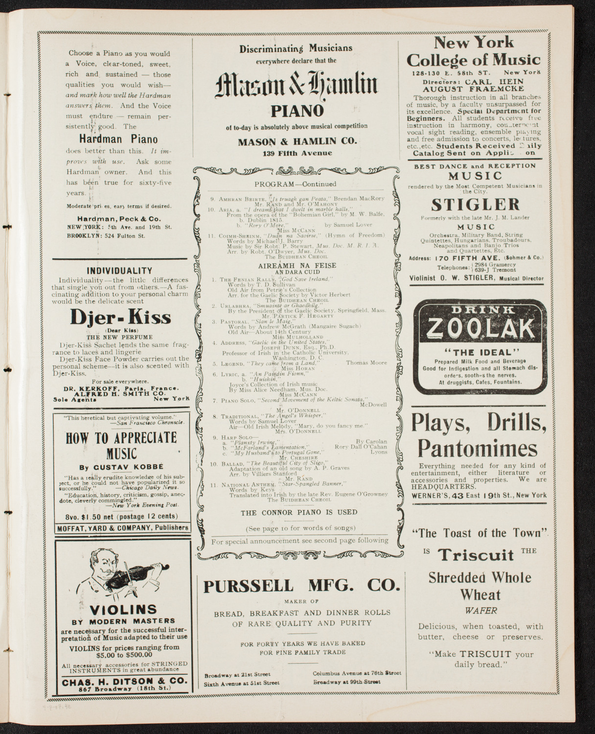 Gaelic Society: Feis Ceoil Agus Seanachas, April 7, 1907, program page 7