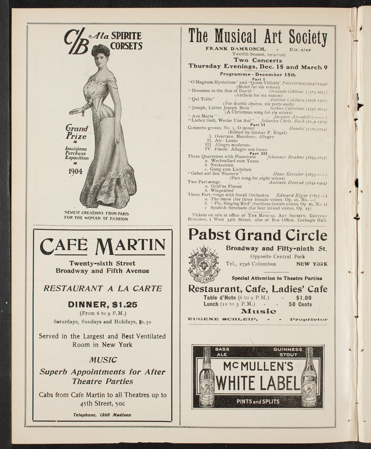 Marie de Rohan with New York Symphony Orchestra, December 13, 1904, program page 8