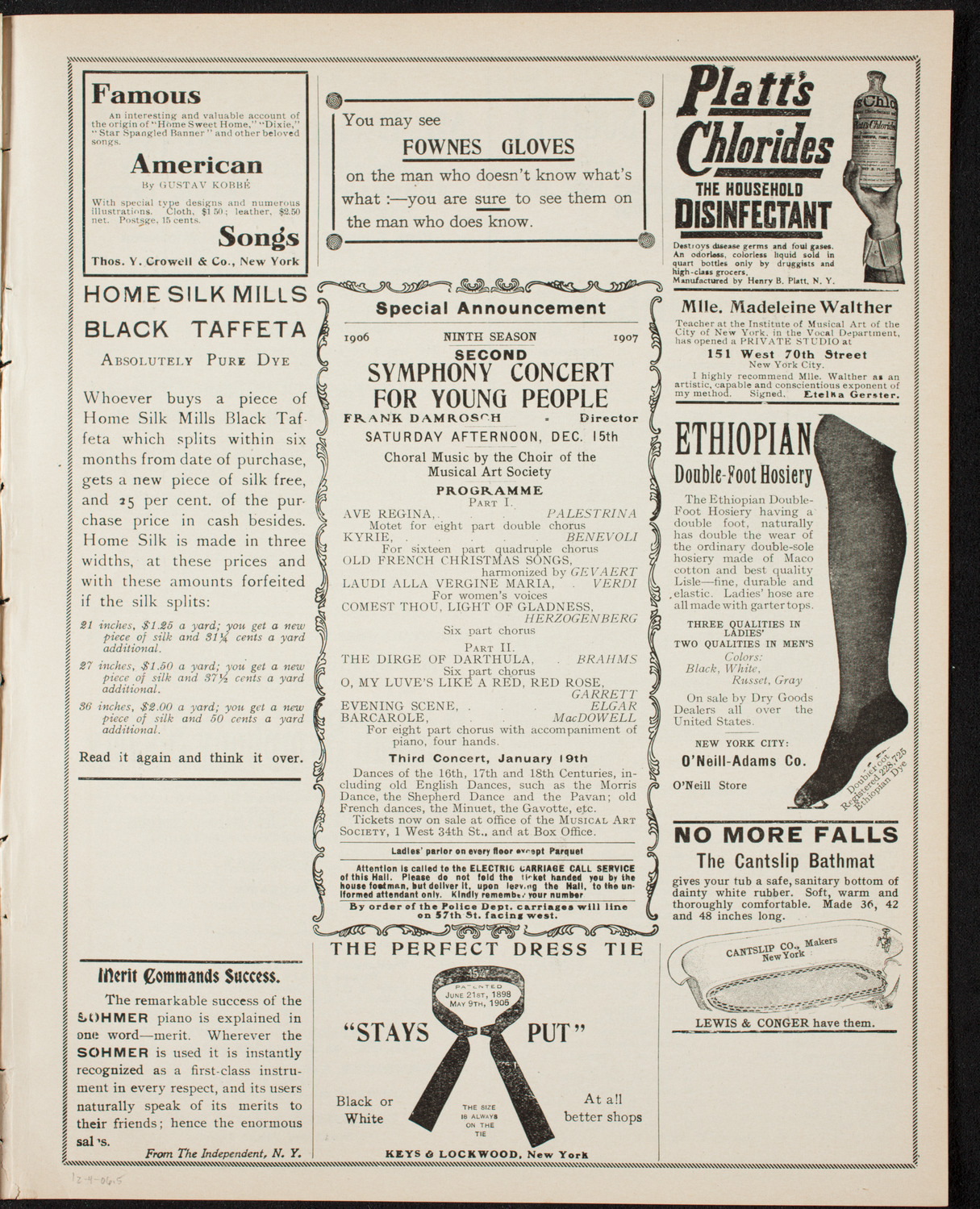 Oratorio Society of New York, December 4, 1906, program page 9