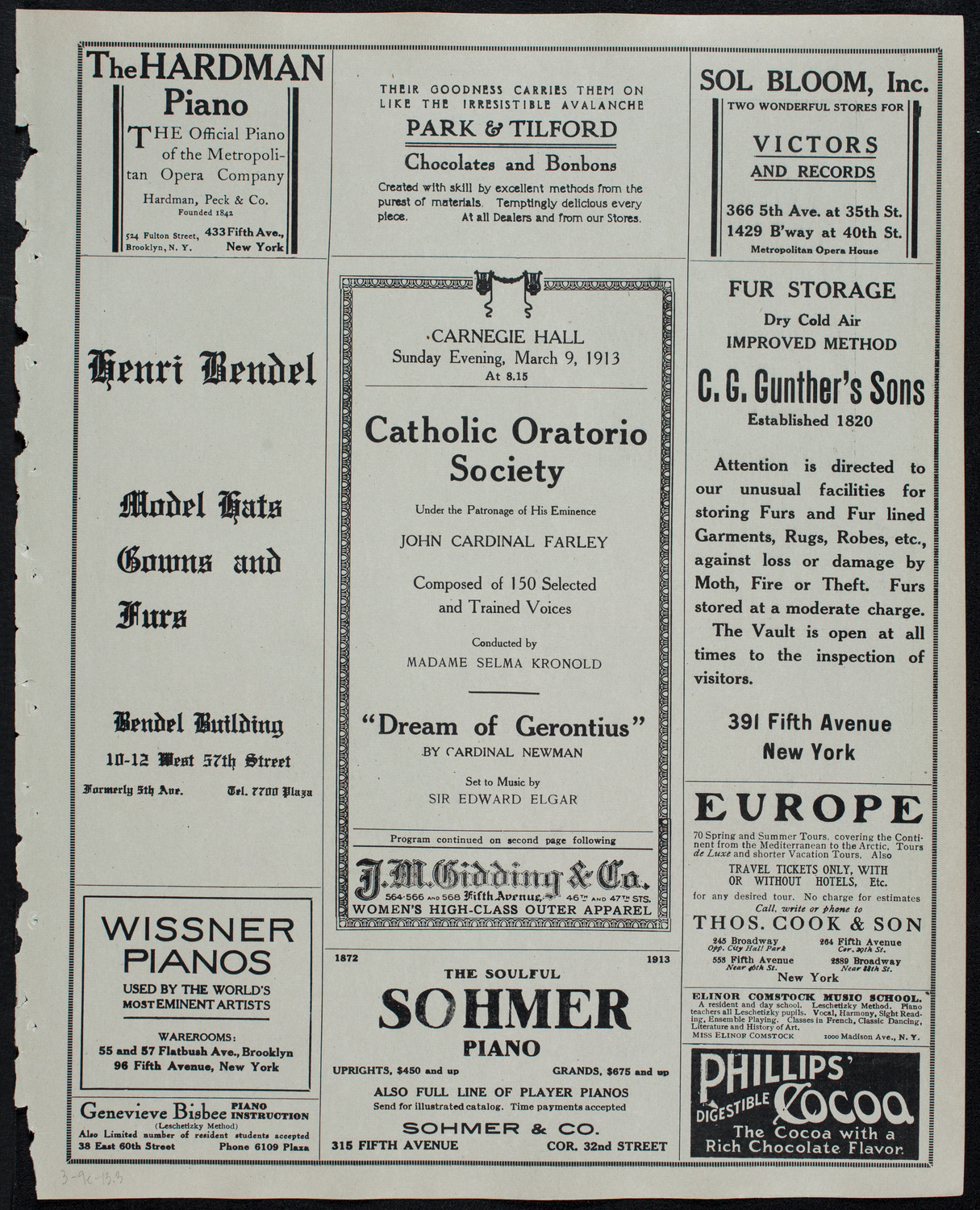 Catholic Oratorio Society, March 9, 1913, program page 5
