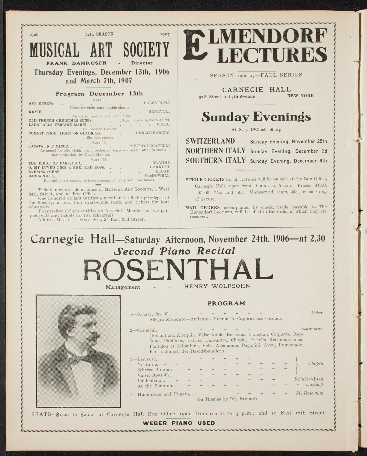 Josef Lhévinne, Piano, November 22, 1906, program page 10