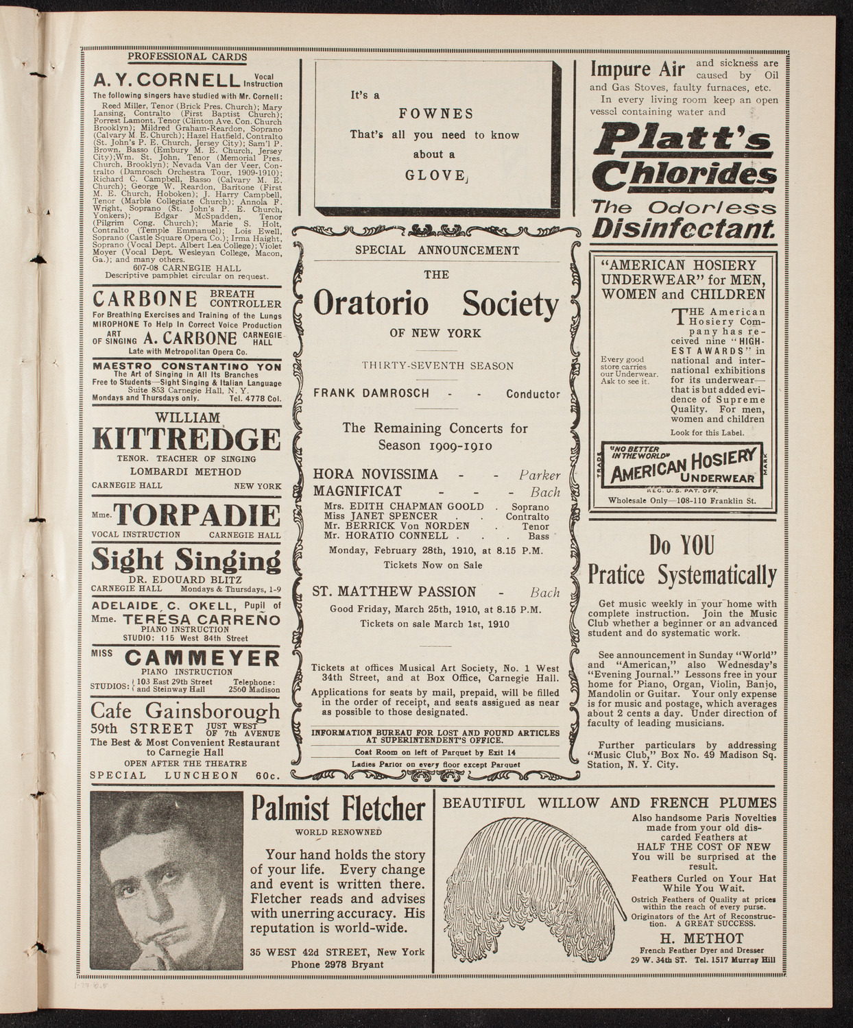 Russian Symphony Society of New York, January 27, 1910, program page 9