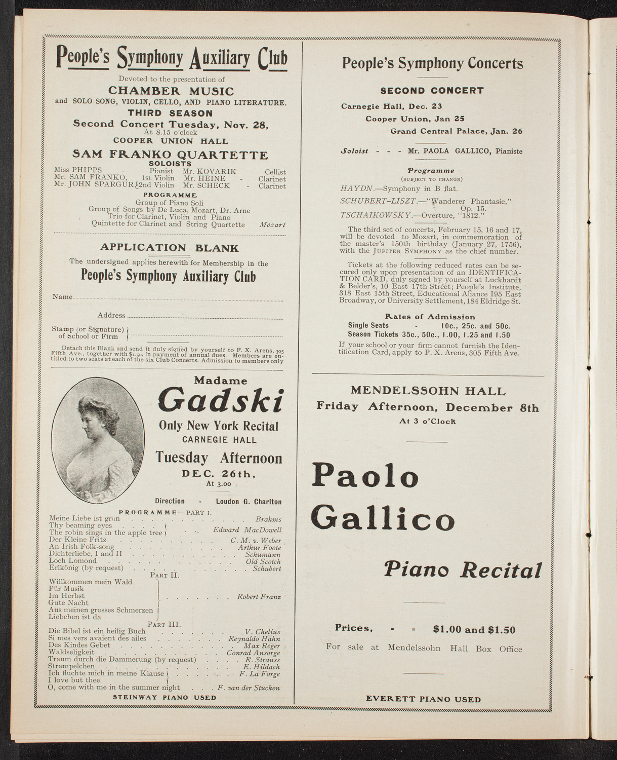 People's Symphony Concert, November 27, 1905, program page 10