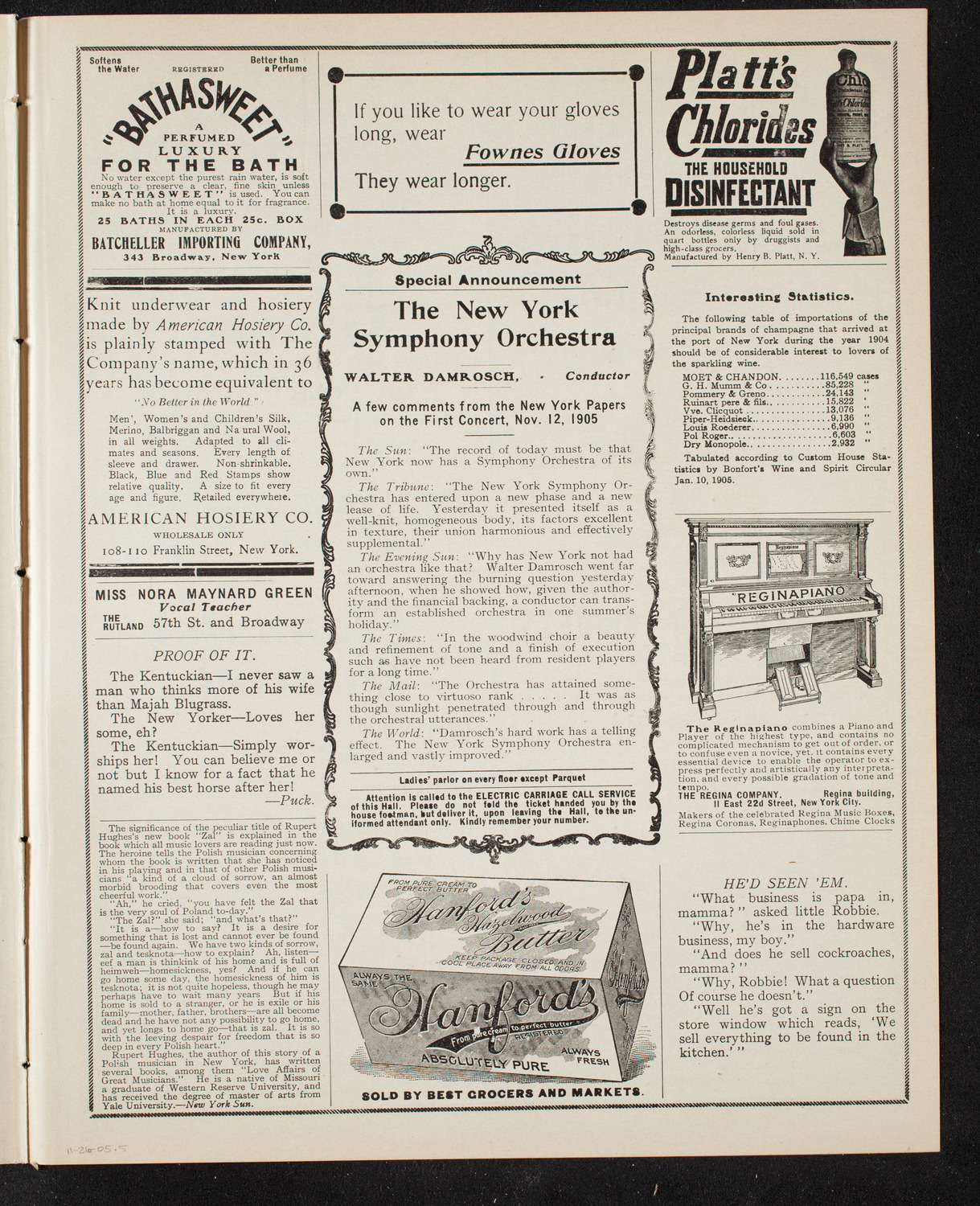 New York Symphony Orchestra, November 26, 1905, program page 9