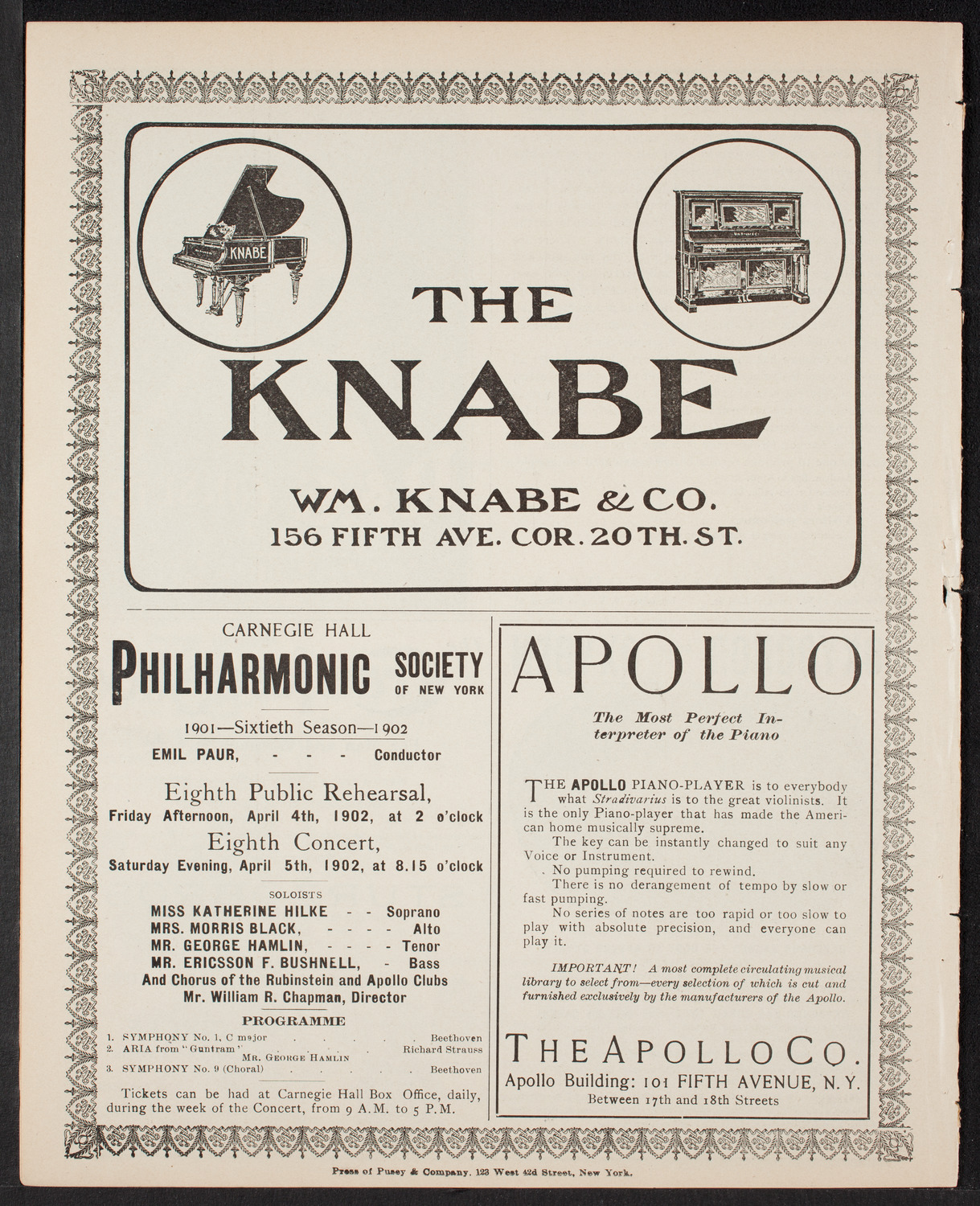 New York Philharmonic, March 15, 1902, program page 10