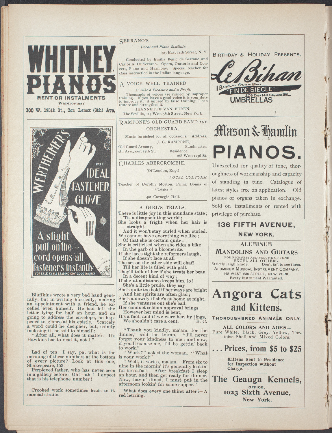 Benefit for the Columbia University Varsity Crew, December 14, 1896, program page 2