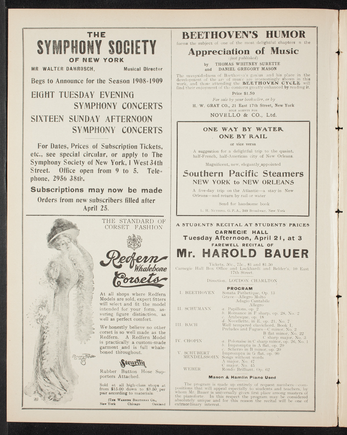 New York Symphony Orchestra: Beethoven Cycle, April 5, 1908, program page 2