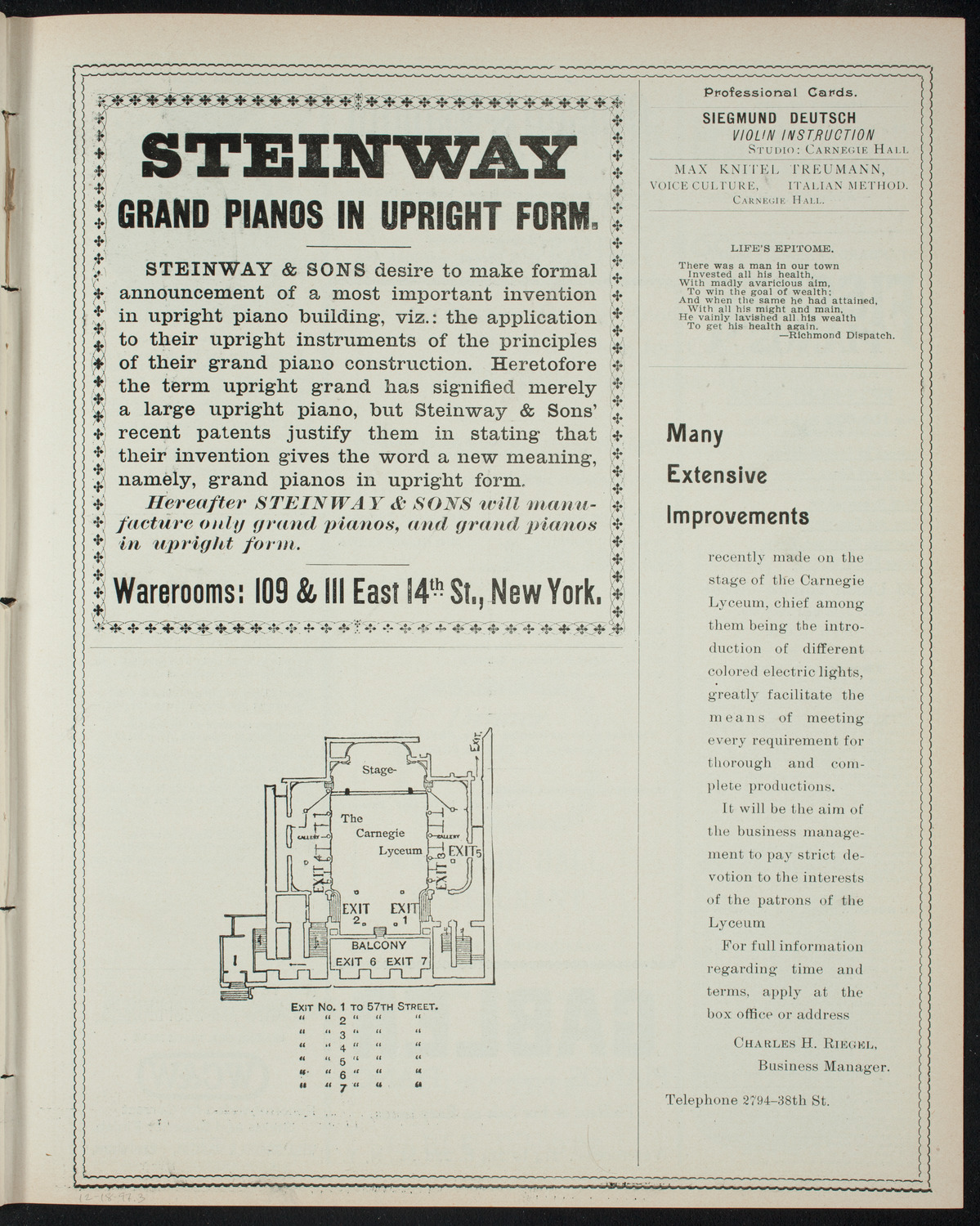 Amateur Comedy Club, December 18, 1897, program page 5