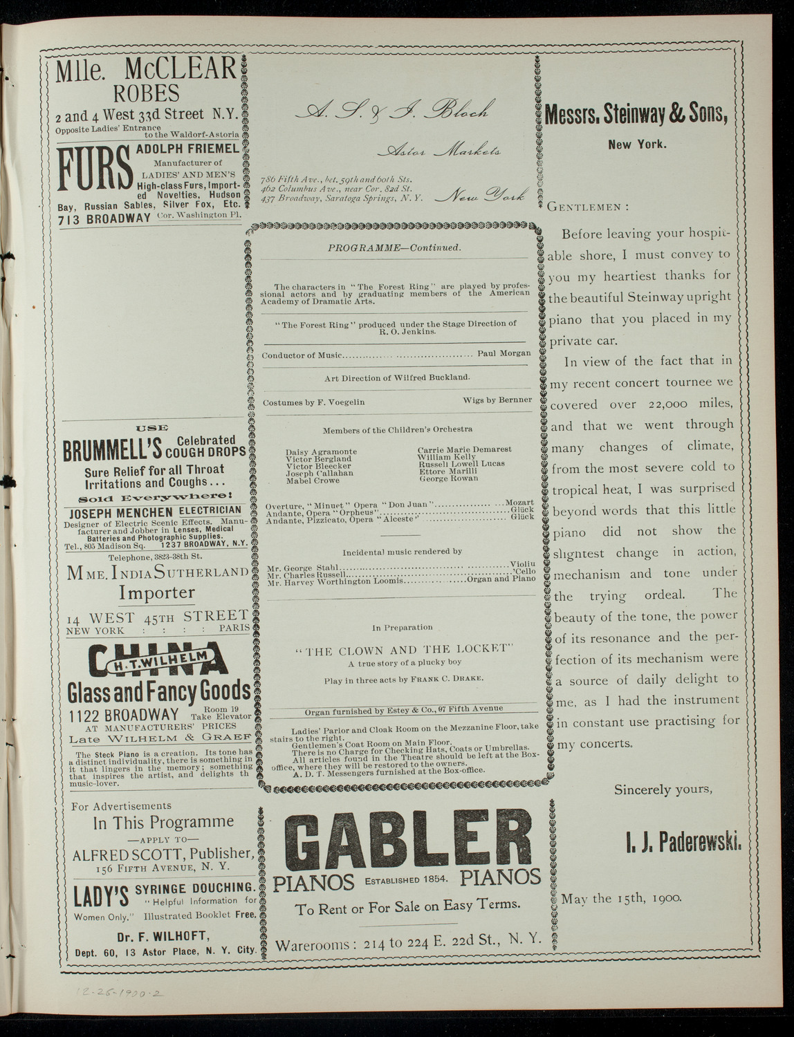 The Children's Theatre, December 26, 1900, program page 3