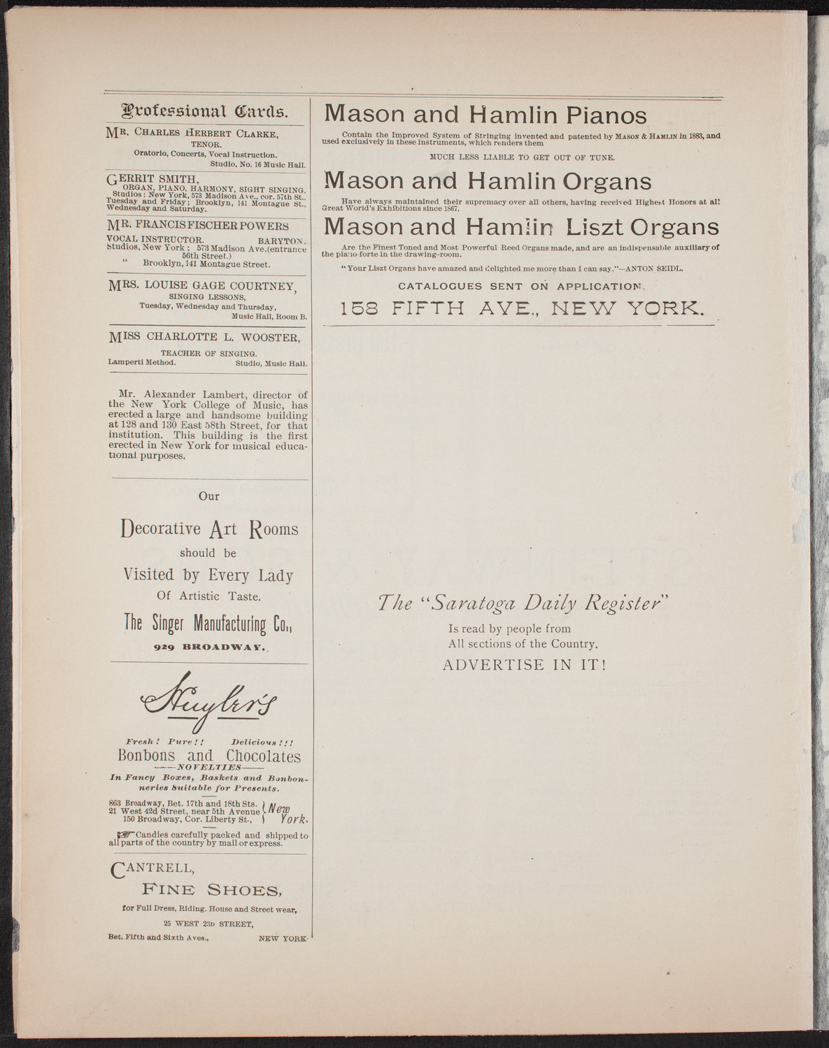 Urania Scientific Theatre, May 9, 1892, program page 6