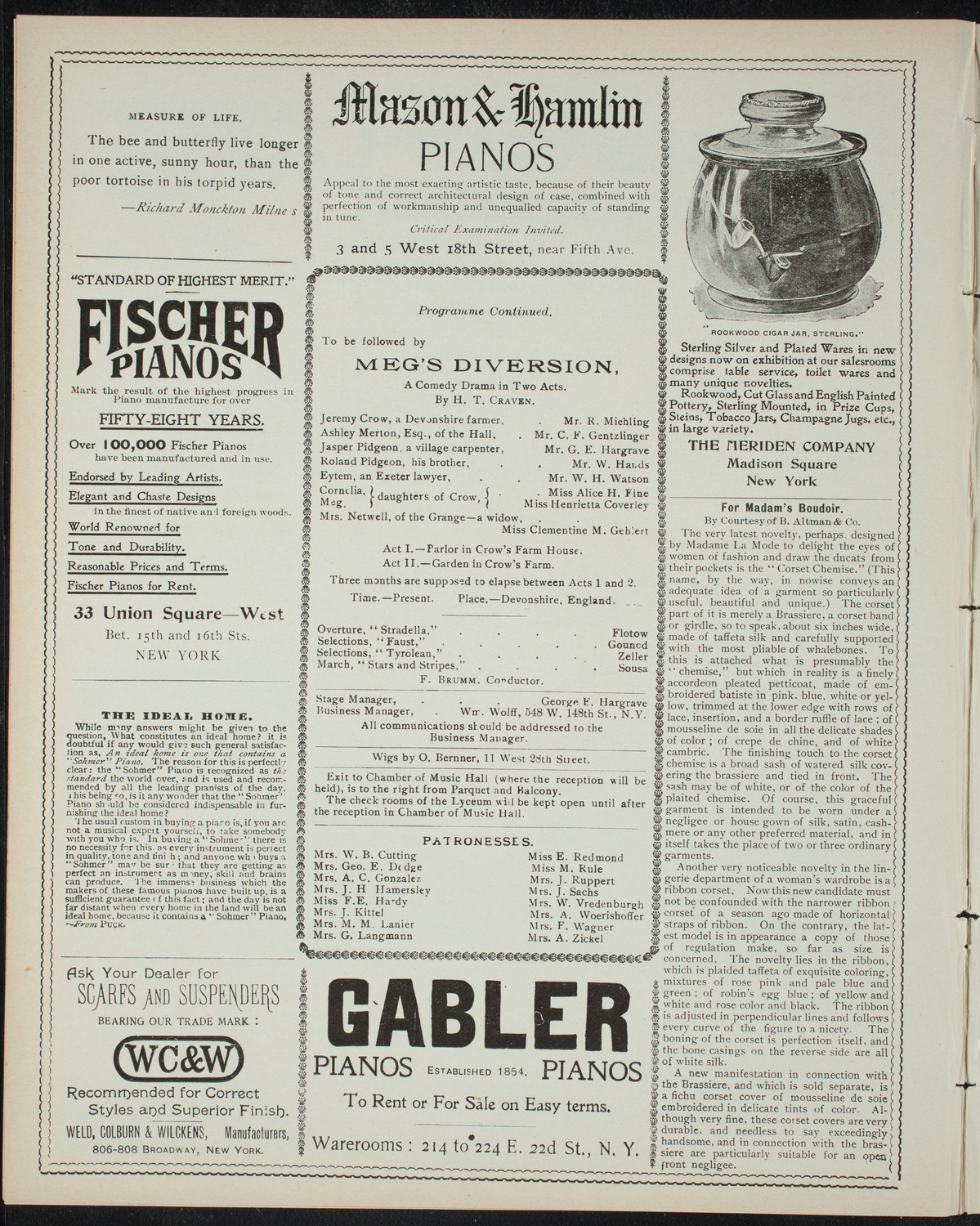 Garrick Amateurs, January 28, 1898, program page 6