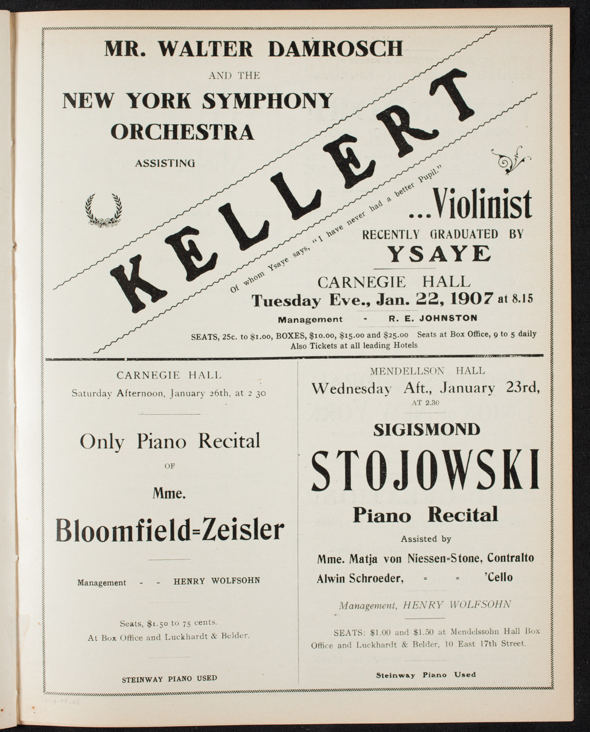 New York Symphony Orchestra, January 19, 1907, program page 11