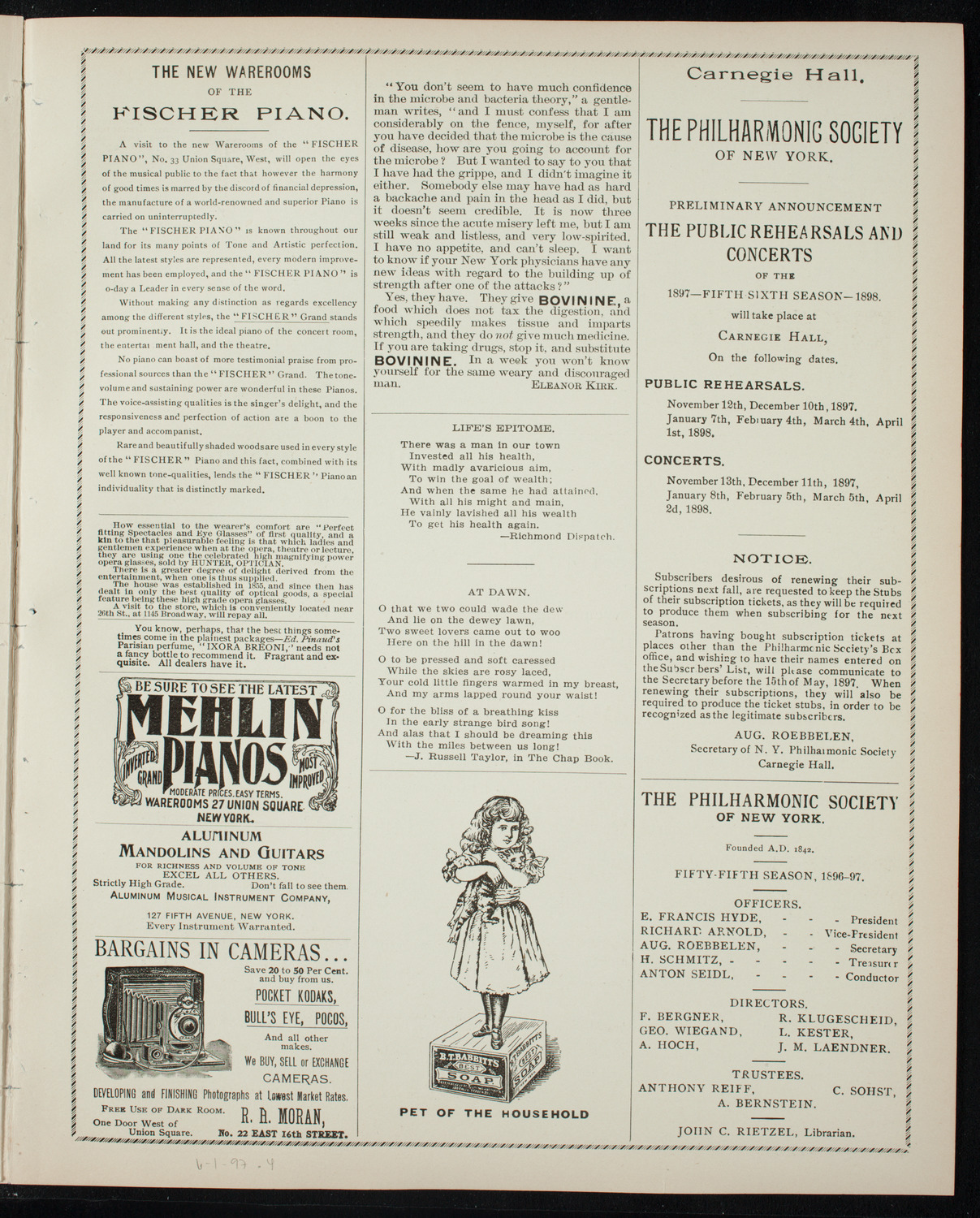 American Union of Swedish Singers, June 1, 1897, program page 7