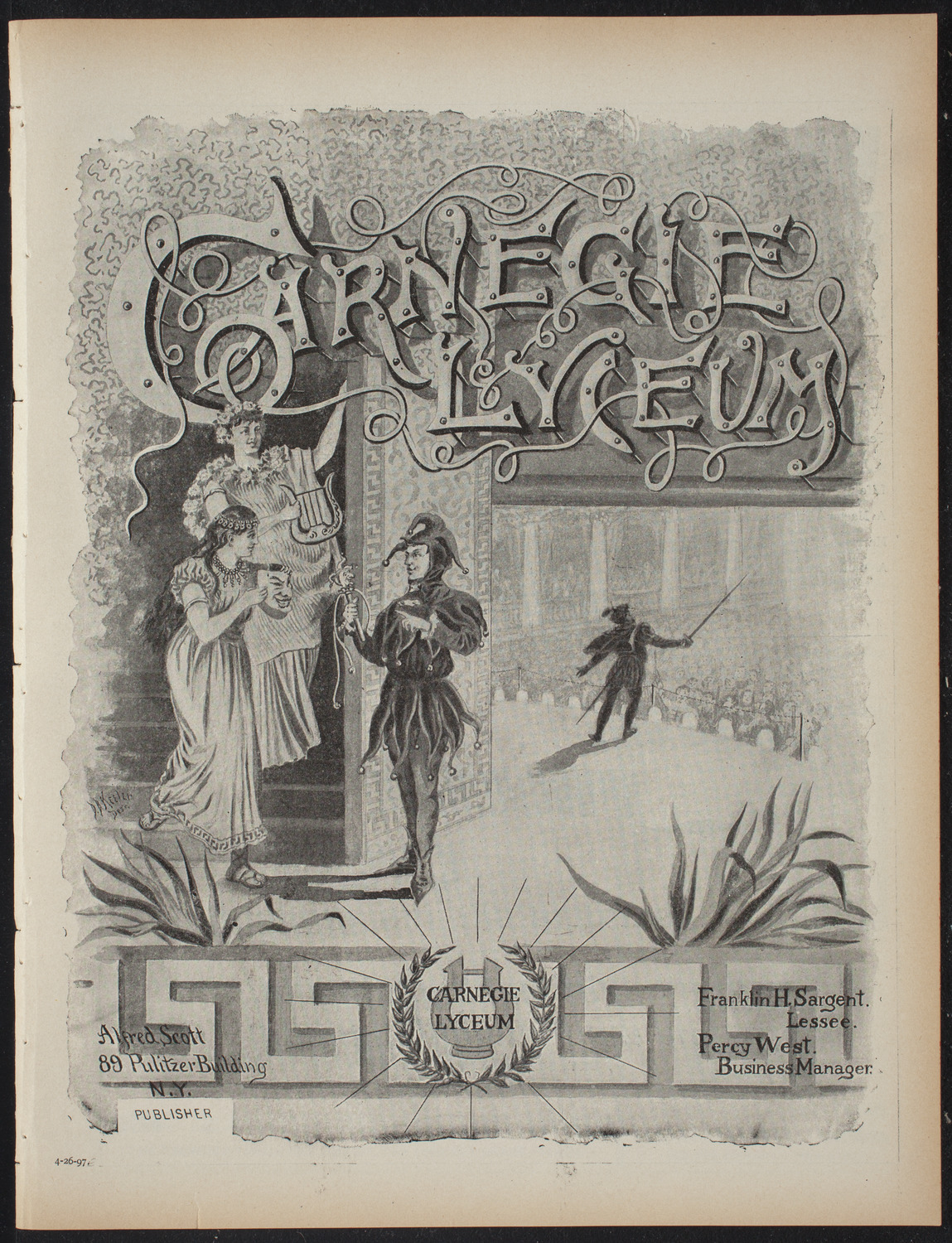 Trinity School Dramatic Club, April 26, 1897, program page 1