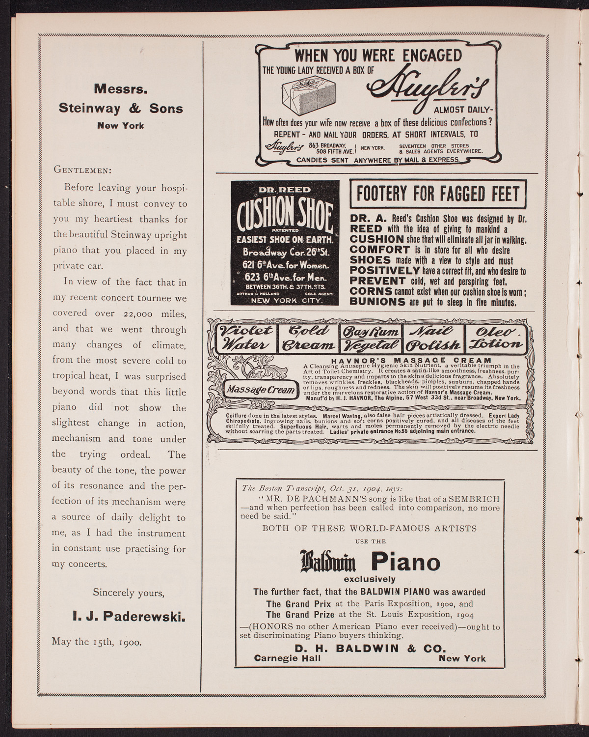 Franz von Vecsey, Violin, January 10, 1905, program page 4
